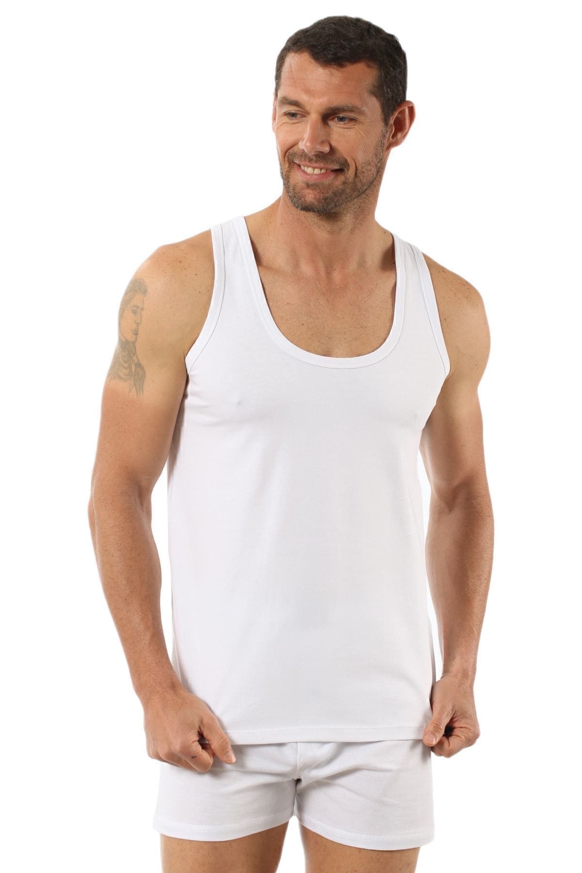 Pamuklu Ribana Askılı Atlet Özkan 0113 - Beyaz