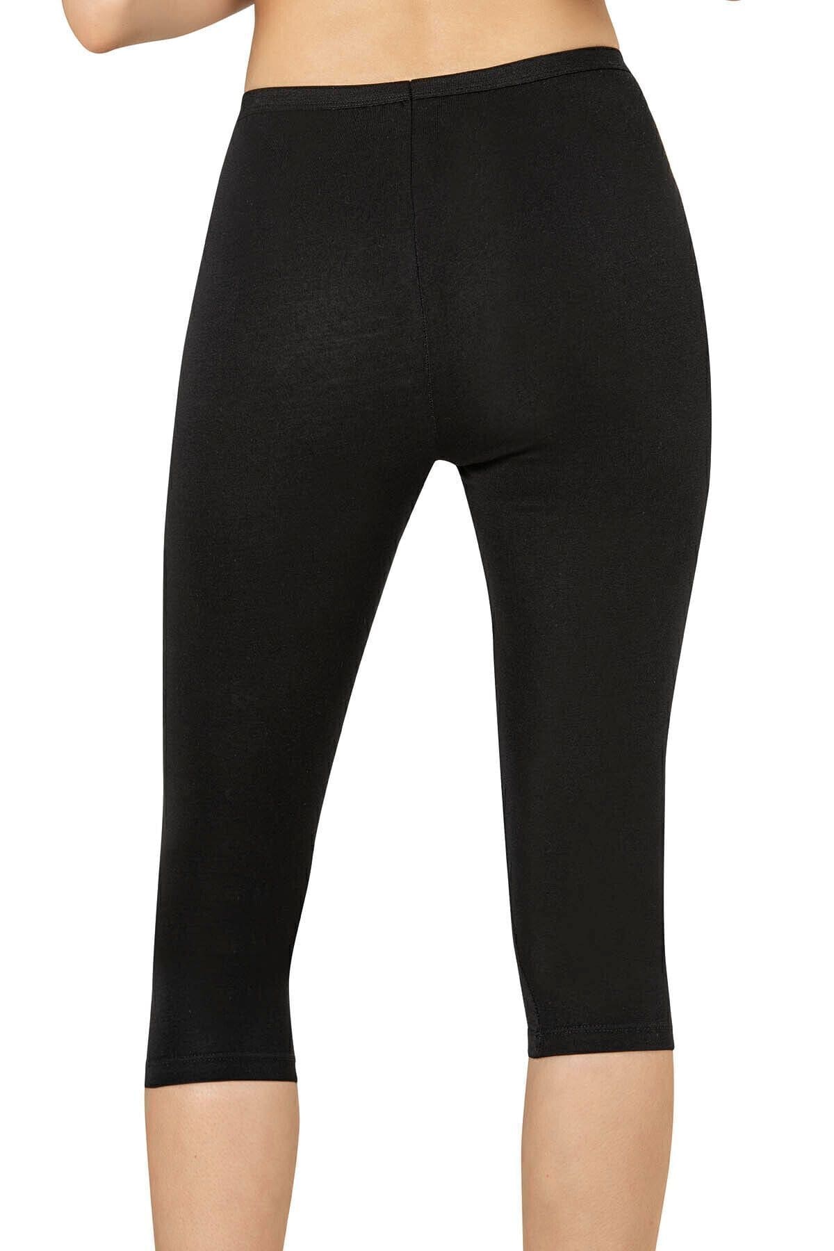 Pamuklu Esnek Kapri Tayt Özkan 0458 - Siyah