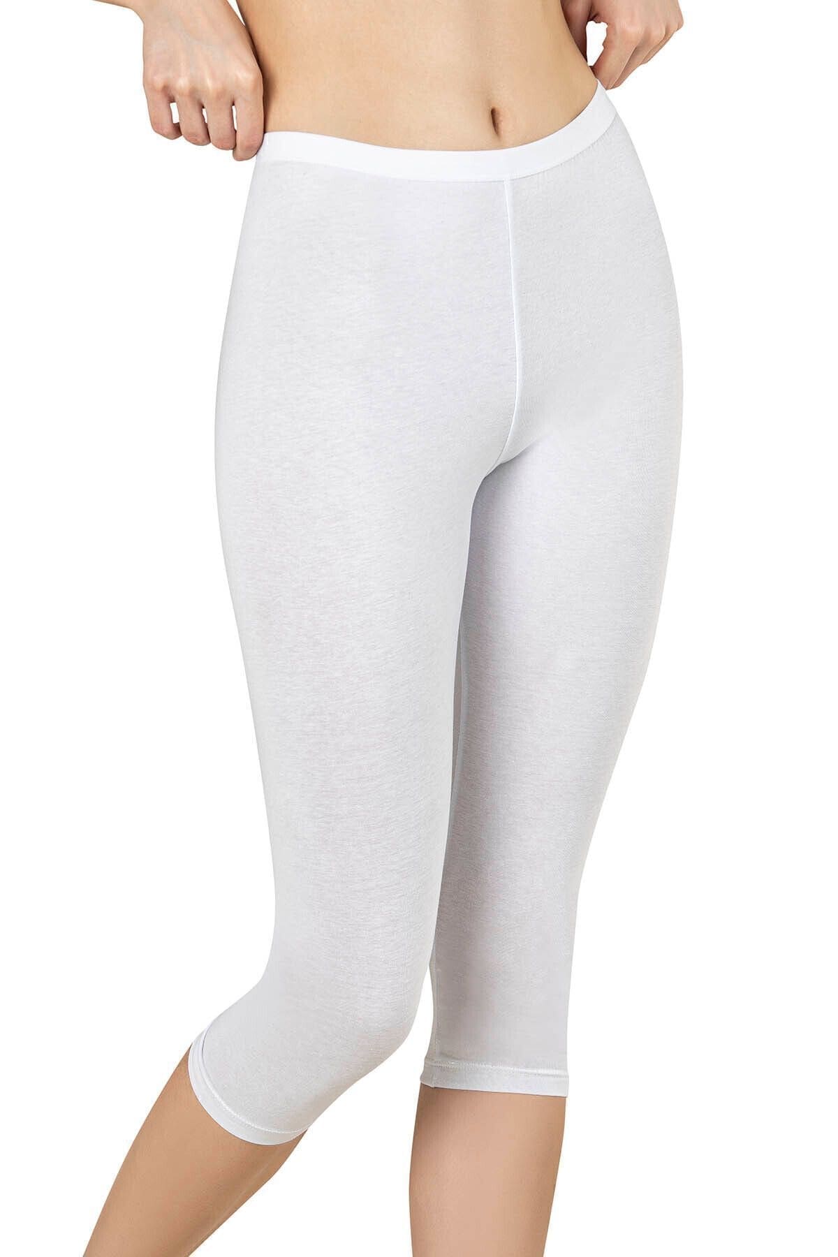 Pamuklu Esnek Kapri Tayt Özkan 0458 - Beyaz