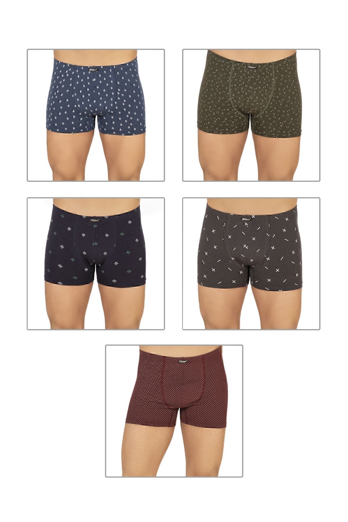 Pamuklu Modal Desenli Esnek Boxer Şort Özkan 11113 - Görsel