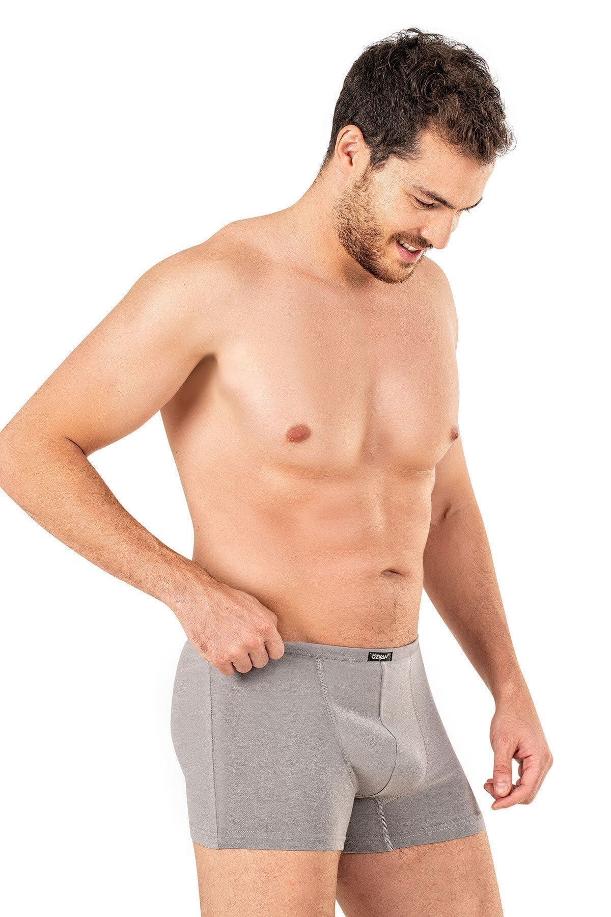 Pamuklu Modal Esnek Boxer Şort Özkan 11897 - Gri