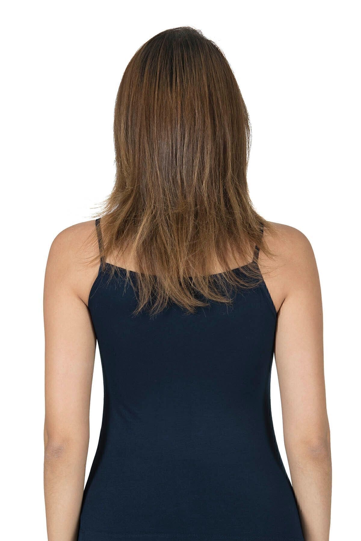 Esnek Viskon Saten Yakalı İnce Askılı Atlet Özkan 2040 - Lacivert