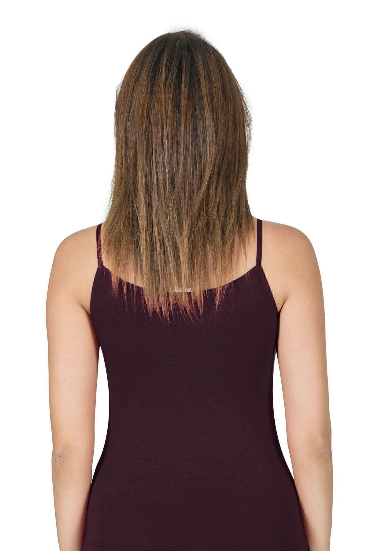 Esnek Viskon Saten Yakalı İnce Askılı Atlet Özkan 2040 - Bordo