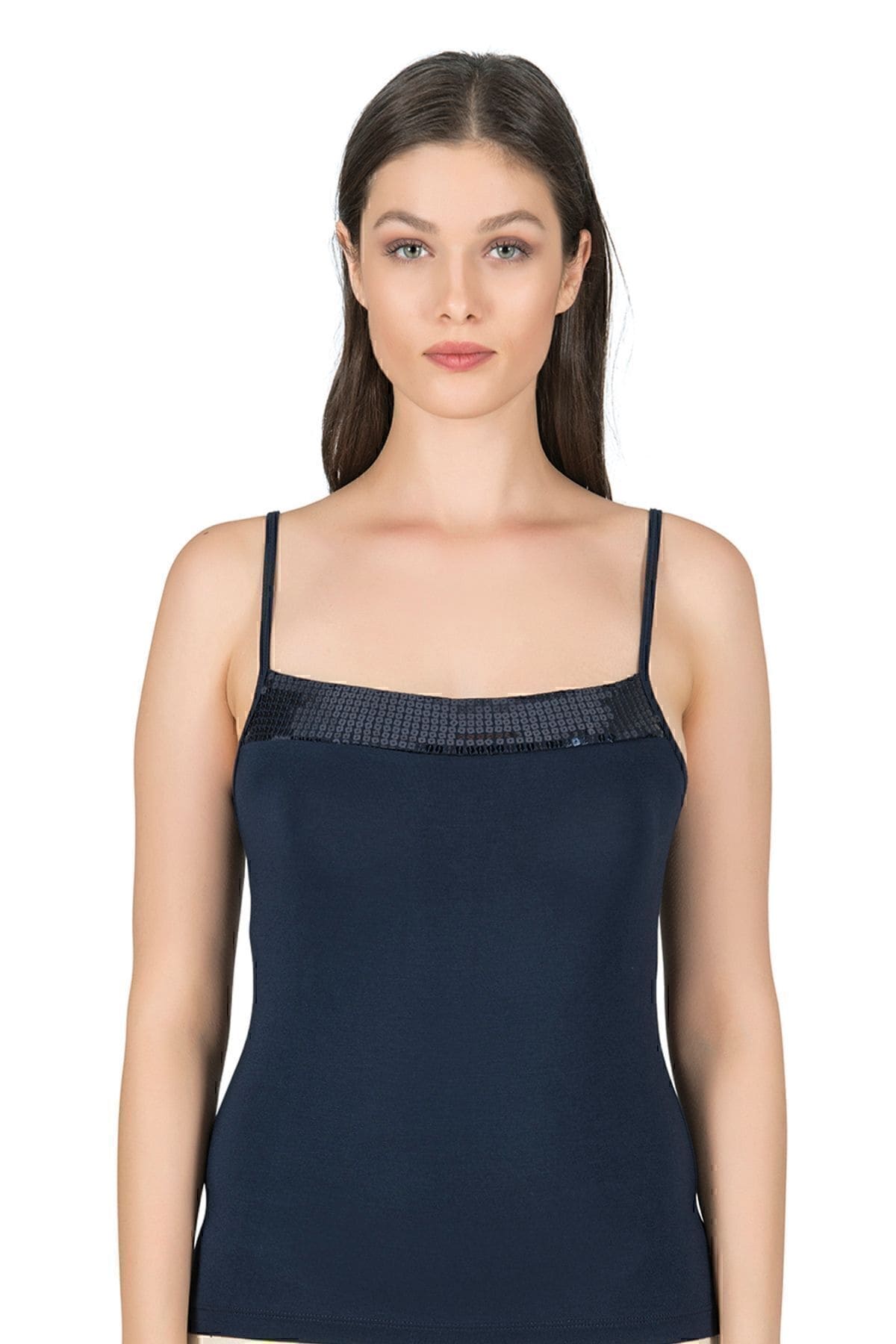 Esnek İp Askılı Viskon Kadın Atlet Özkan 2102 - Lacivert