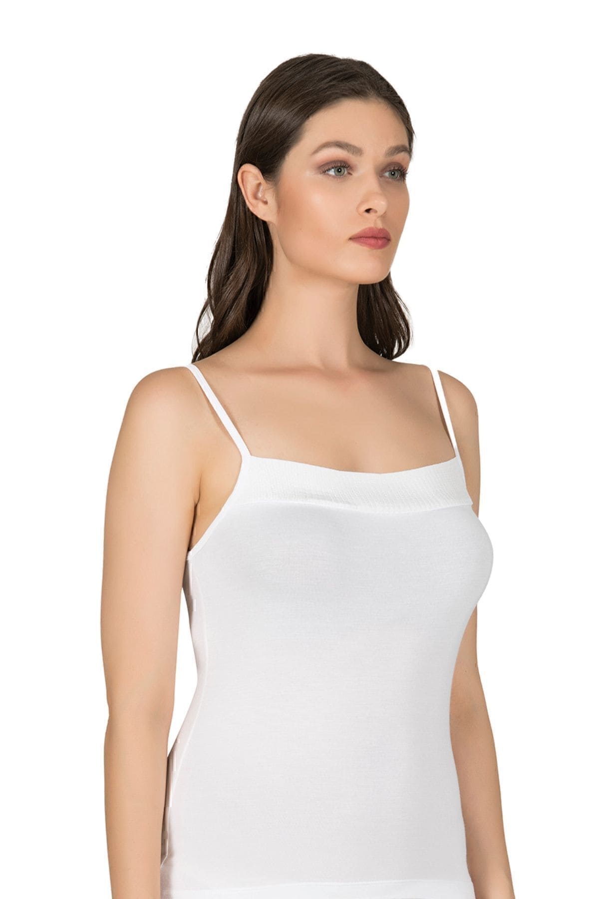 Esnek İp Askılı Viskon Kadın Atlet Özkan 2102 - Beyaz