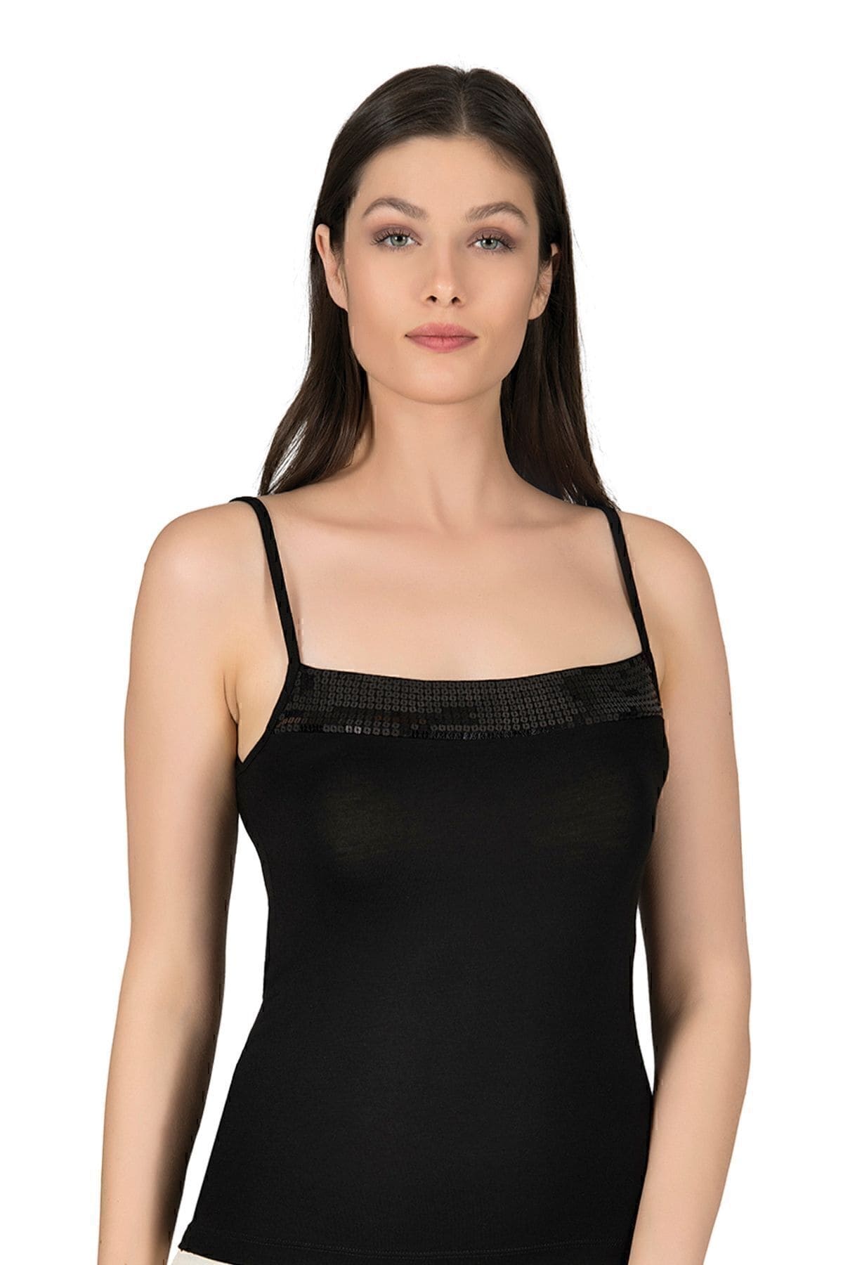 Esnek İp Askılı Viskon Kadın Atlet Özkan 2102 - Siyah