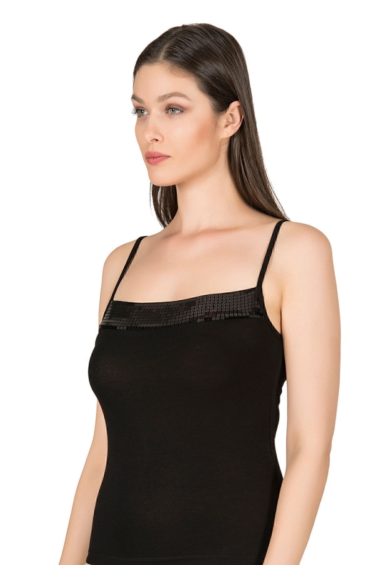 Esnek İp Askılı Viskon Kadın Atlet Özkan 2102 - Siyah