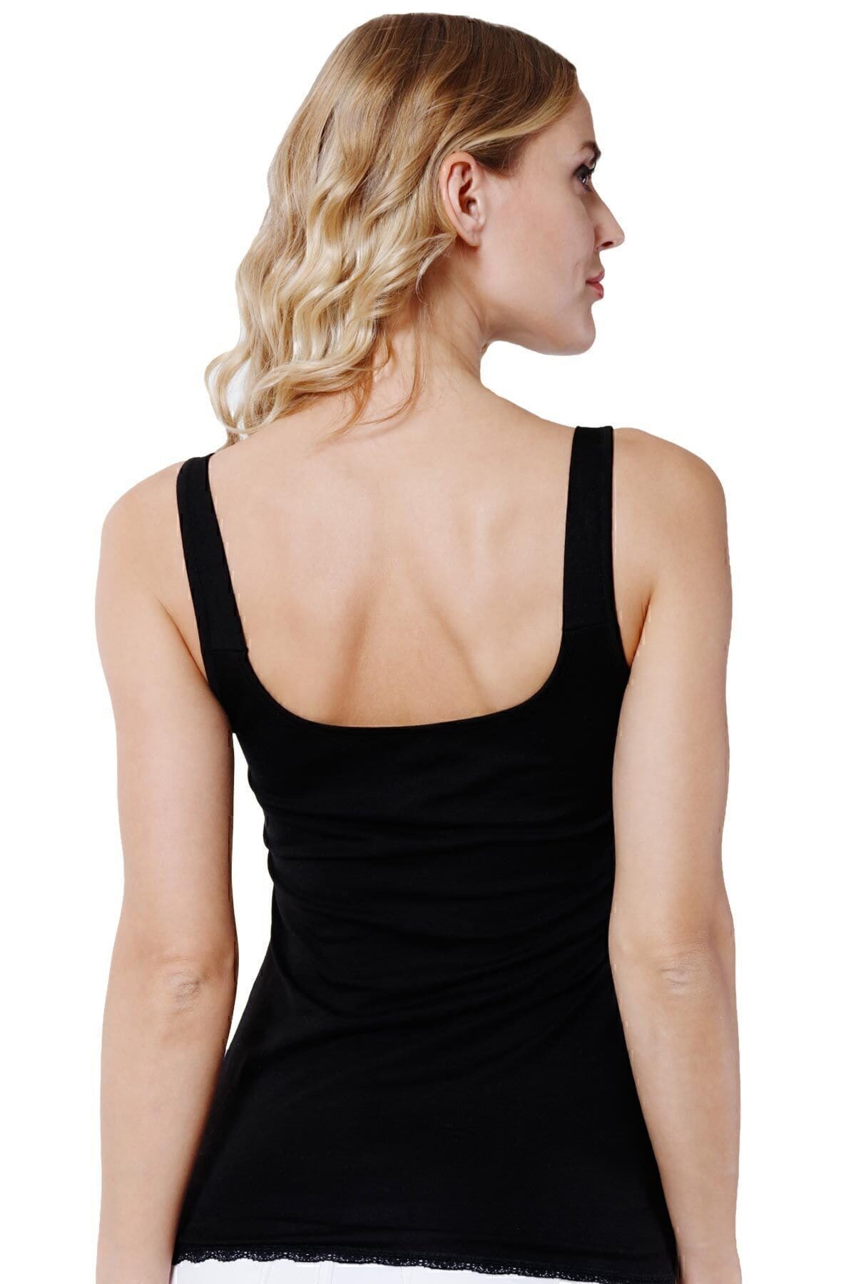 Dantelli İnce Askılı Kadın Atlet Özkan 23422 - Siyah