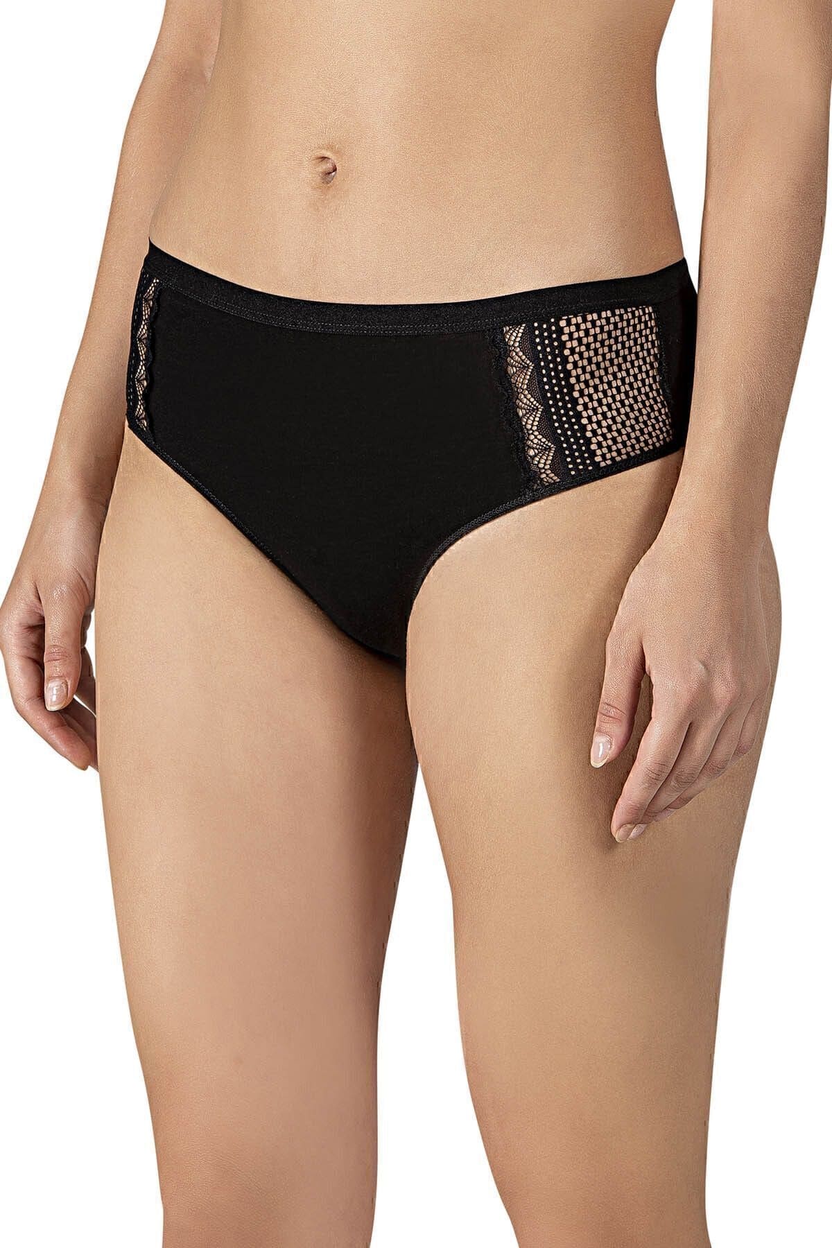 Yüksek Bel Pamuklu Bato Külot Özkan 25592 - Siyah