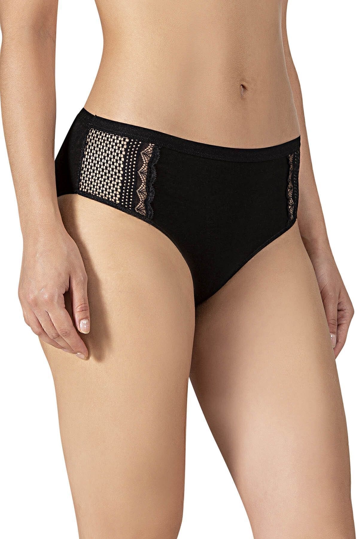 Yüksek Bel Pamuklu Bato Külot Özkan 25592 - Siyah