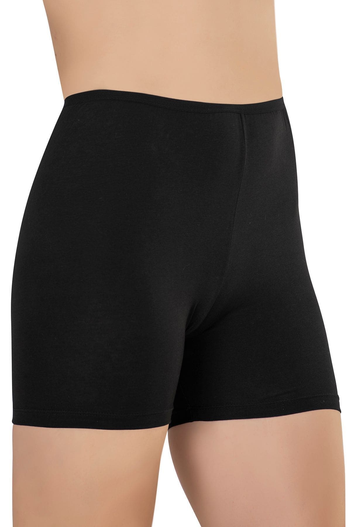 Yüksek Bel Pamuklu Likralı Kısa Tayt Boxer Özkan 26591 - Siyah