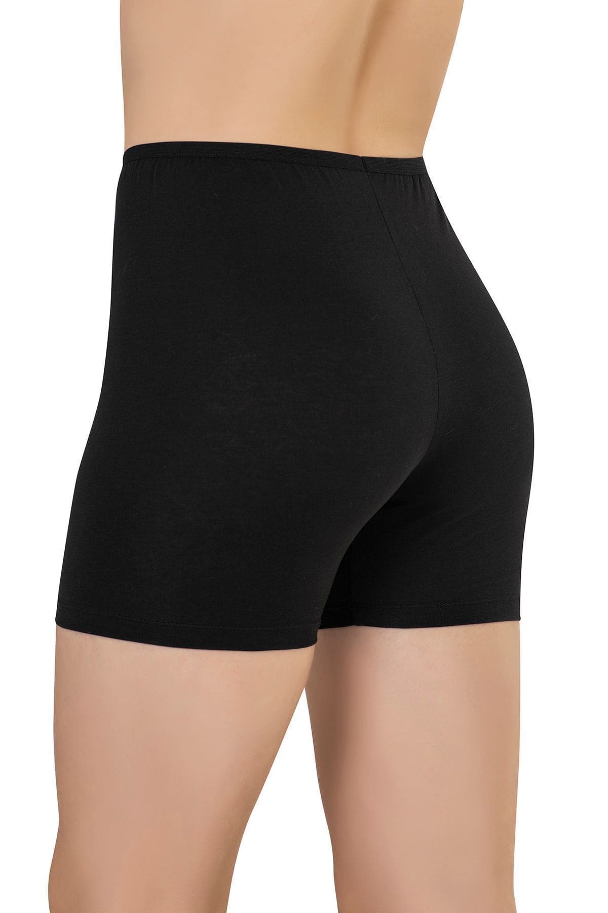 Yüksek Bel Pamuklu Likralı Kısa Tayt Boxer Özkan 26591 - Siyah