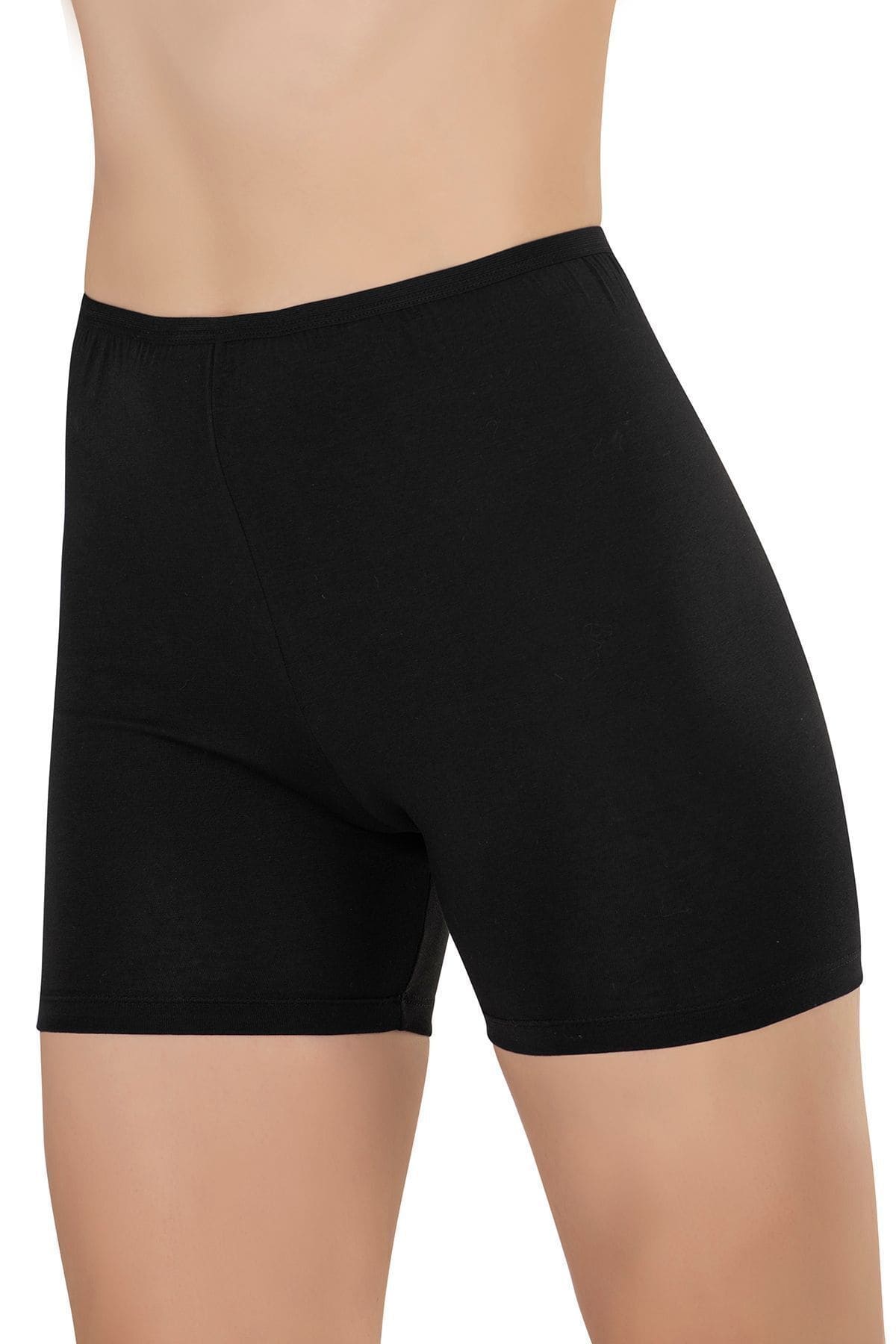 Yüksek Bel Pamuklu Likralı Kısa Tayt Boxer Özkan 26591 - Siyah