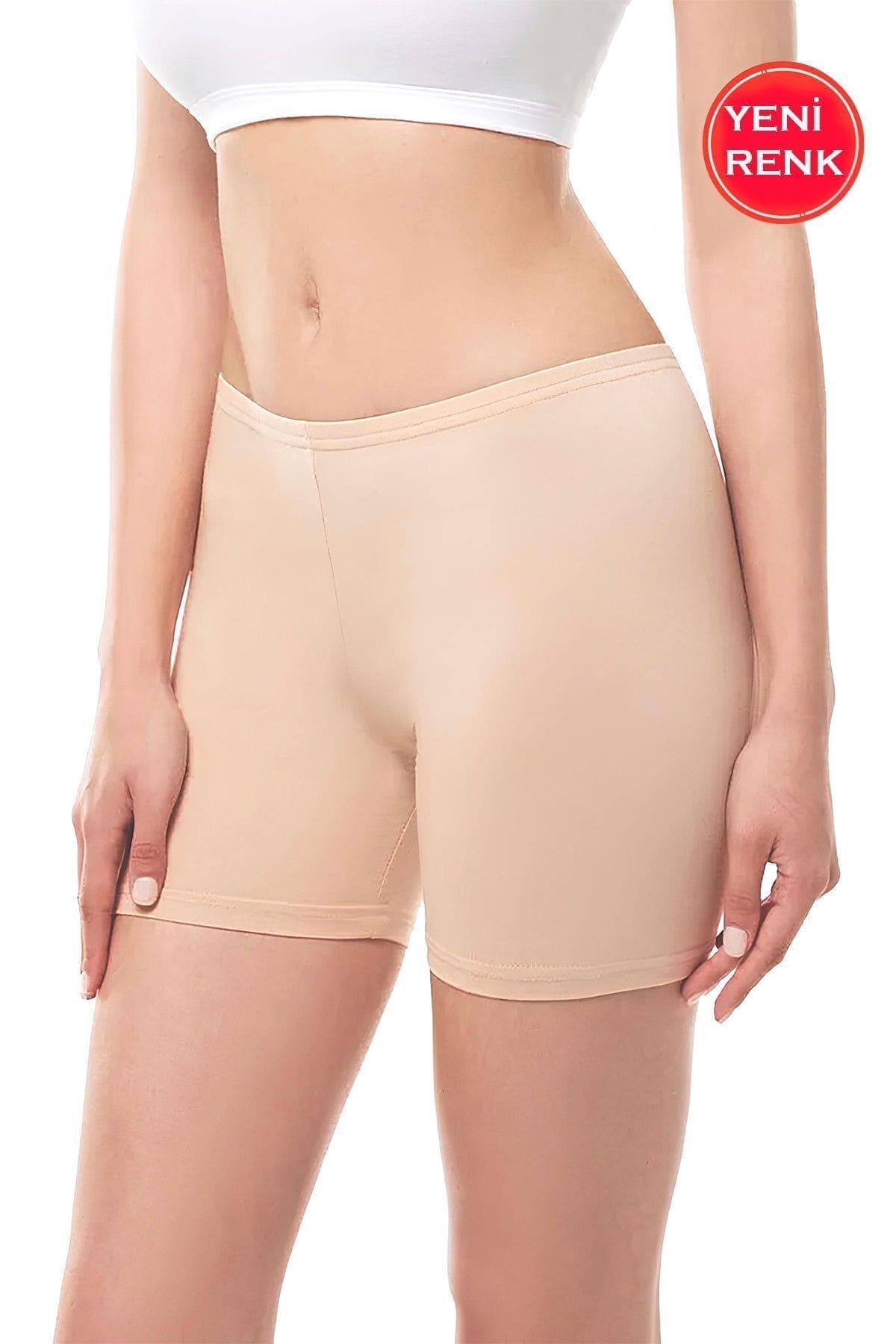 Yüksek Bel Pamuklu Likralı Kısa Tayt Boxer Özkan 26591 - Ten