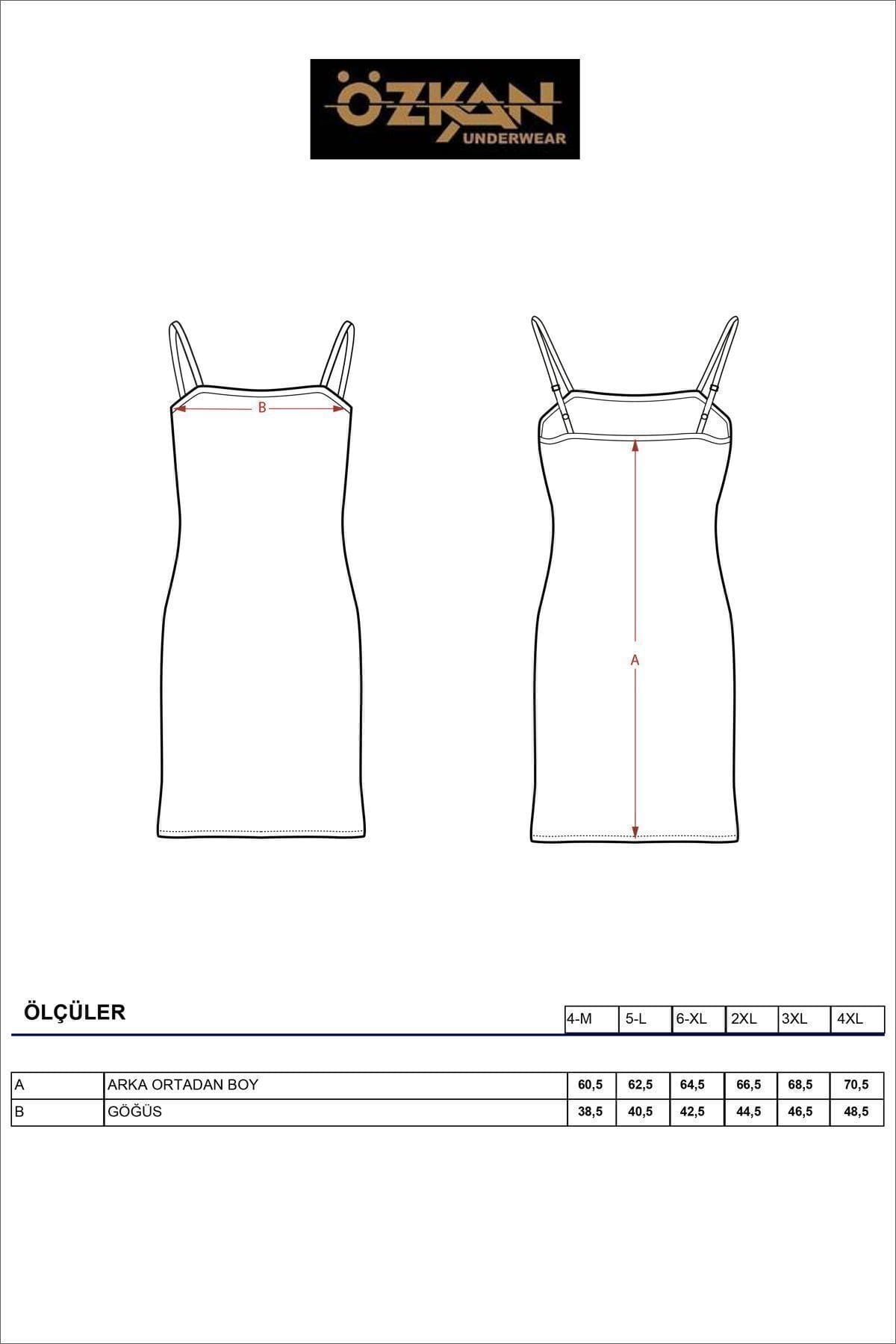 Viskon İp Askılı Atlet Kombinezon Özkan 7126 - Siyah