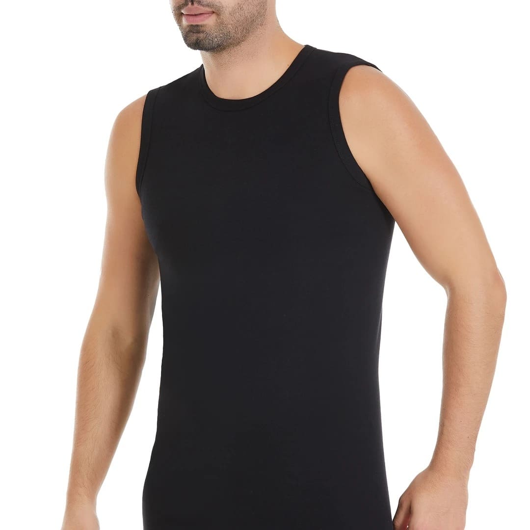 Pamuklu Ribana Sıfır Kollu Atlet Yıldız 11 - Siyah