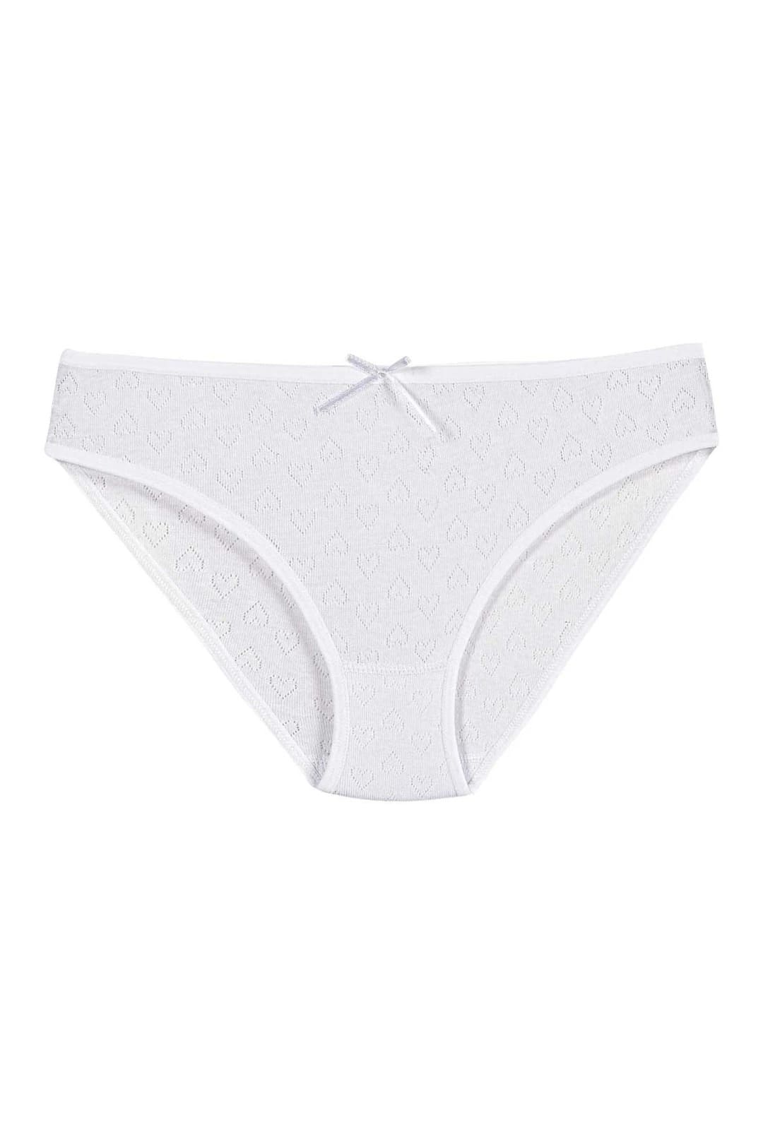 Yüksek Bel Pamuklu Kadın Bikini Külot Yıldız 3575 - Beyaz