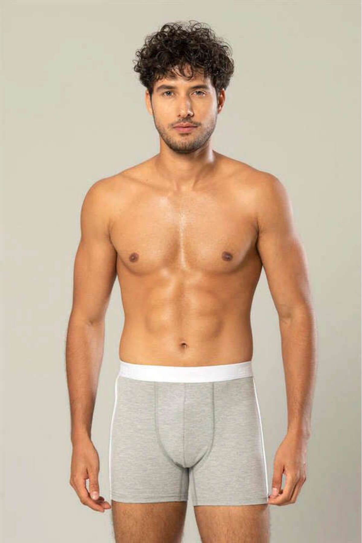 Pamuk Elastan Uzun Boxer Erdem 1417 - Gri