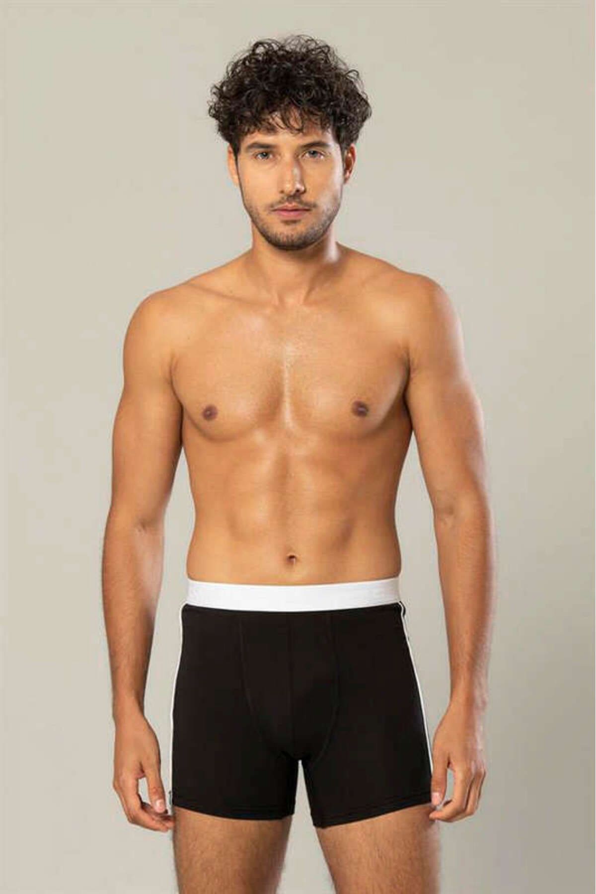 Pamuk Elastan Uzun Boxer Erdem 1417 - Siyah