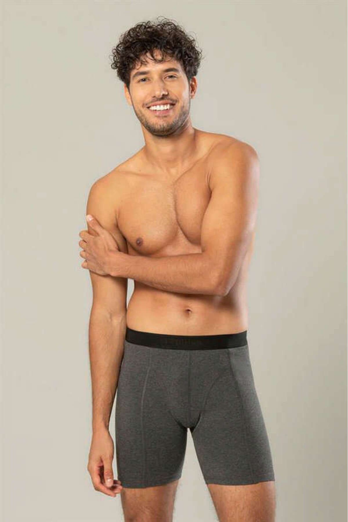 Pamuklu Uzun Boxer Esnek Bel Erdem 1416 - Antrasit