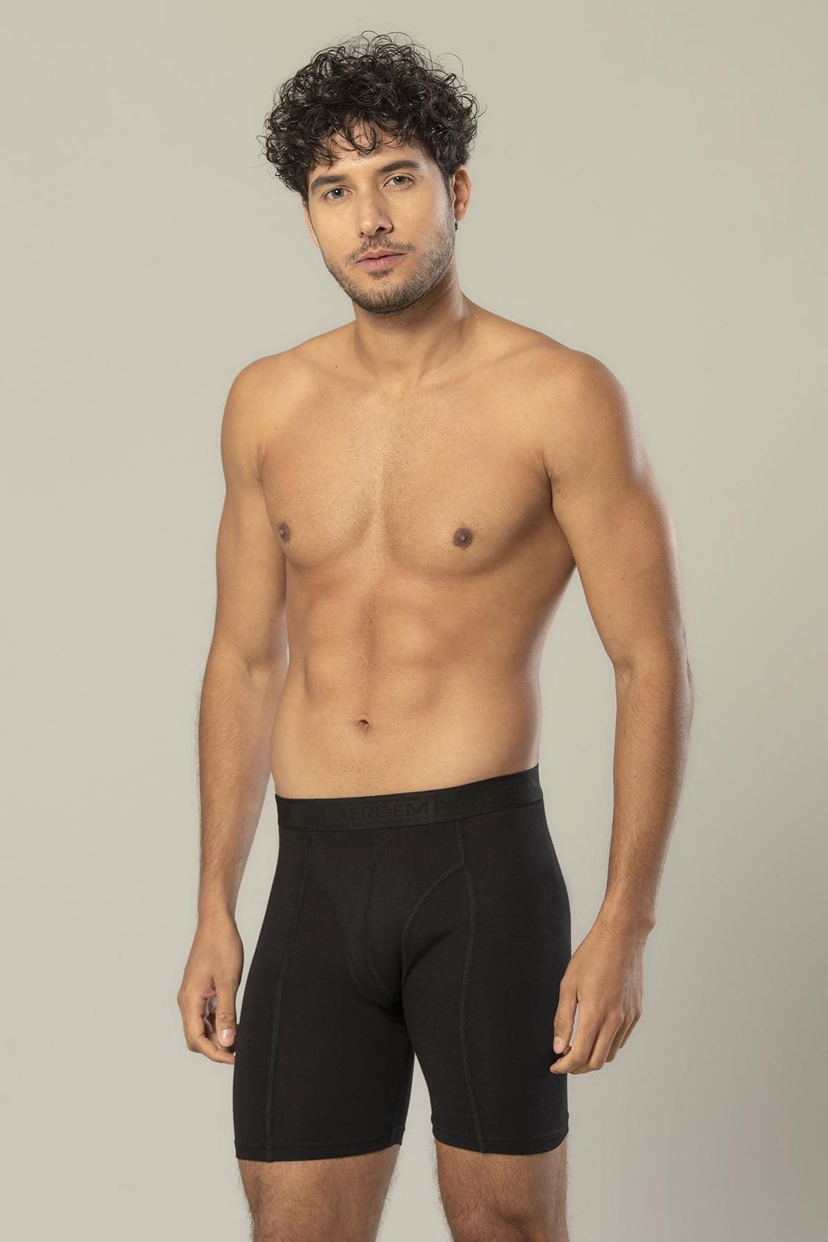 Pamuklu Uzun Boxer Esnek Bel Erdem 1416 - Siyah