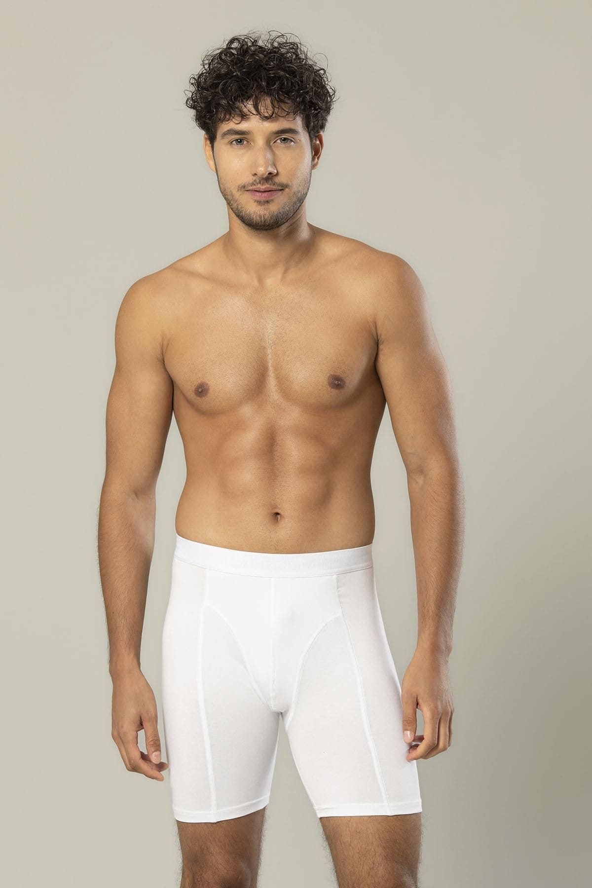 Pamuklu Uzun Boxer Esnek Bel Erdem 1416 - Beyaz