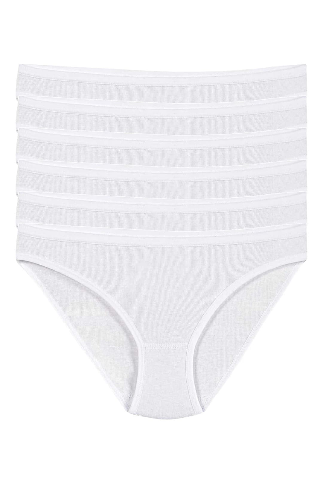Yüksek Bel Pamuklu Bikini Külot 6'lı Paket Yıldız 2122 - Beyaz