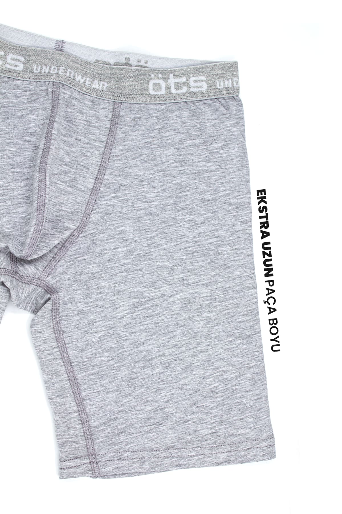 Pamuklu Uzun Paçalı Boxer Esnek Bel Öts 2645 - Gri
