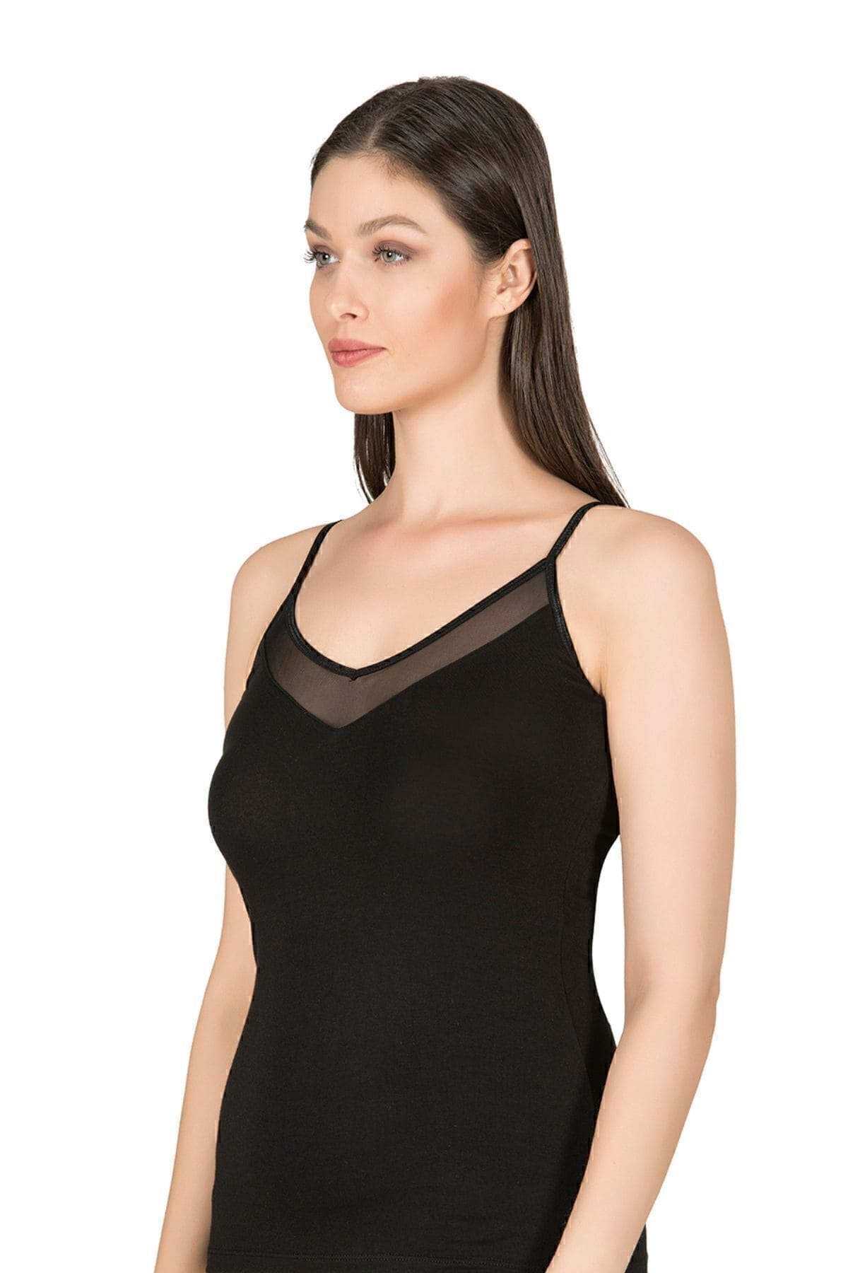Pamuklu Modal İnce Askılı Kadın Atlet Özkan 22813 - Siyah