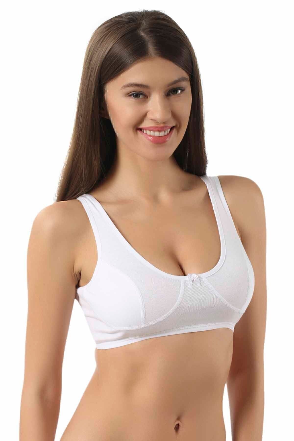 Pamuklu Boş Kap Balensiz Yarım Atlet Sütyen Özkan 0564 - Beyaz