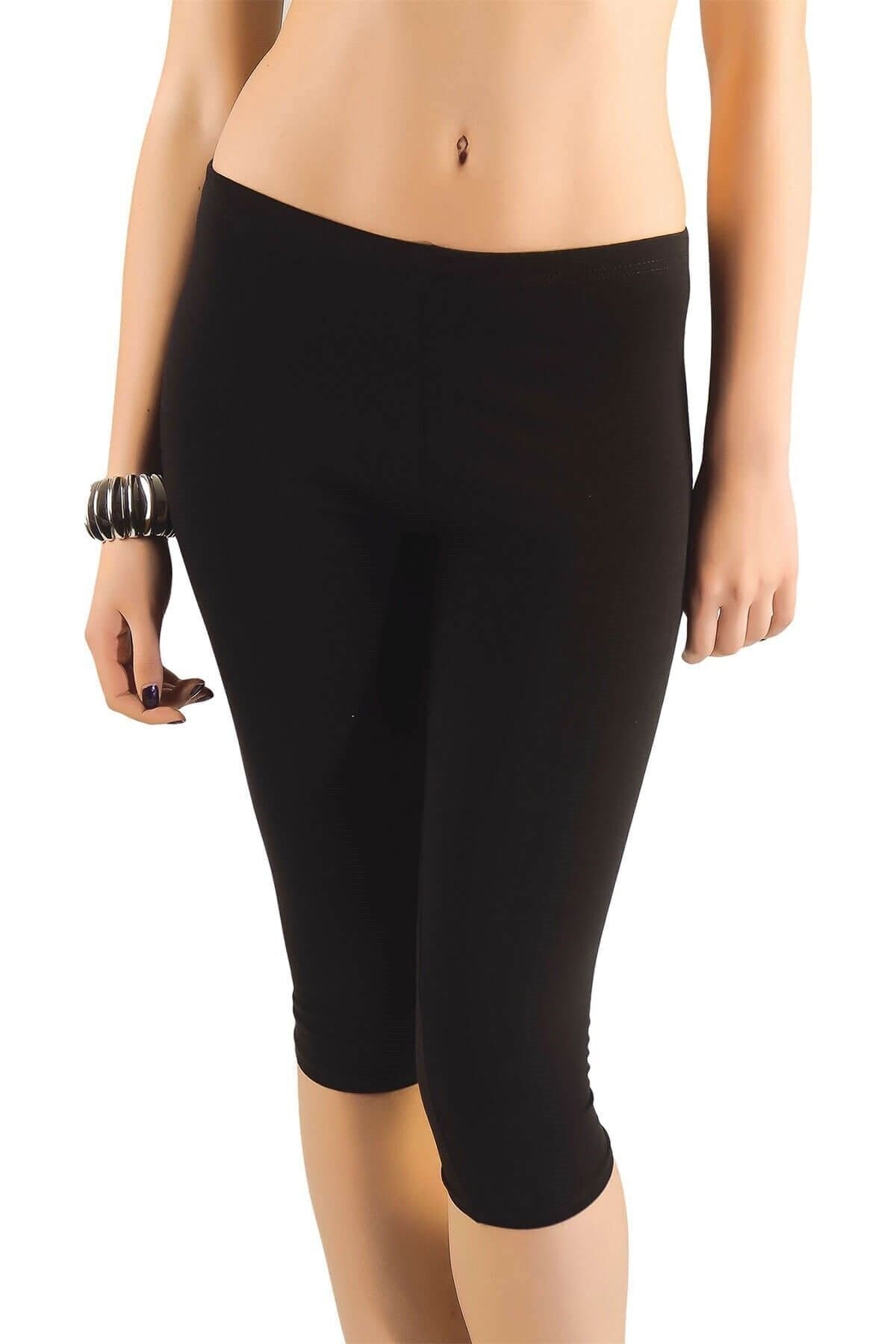 Yüksek Bel Esnek Kadın Tayt Poliamid Elastan Donex 1466 - Siyah