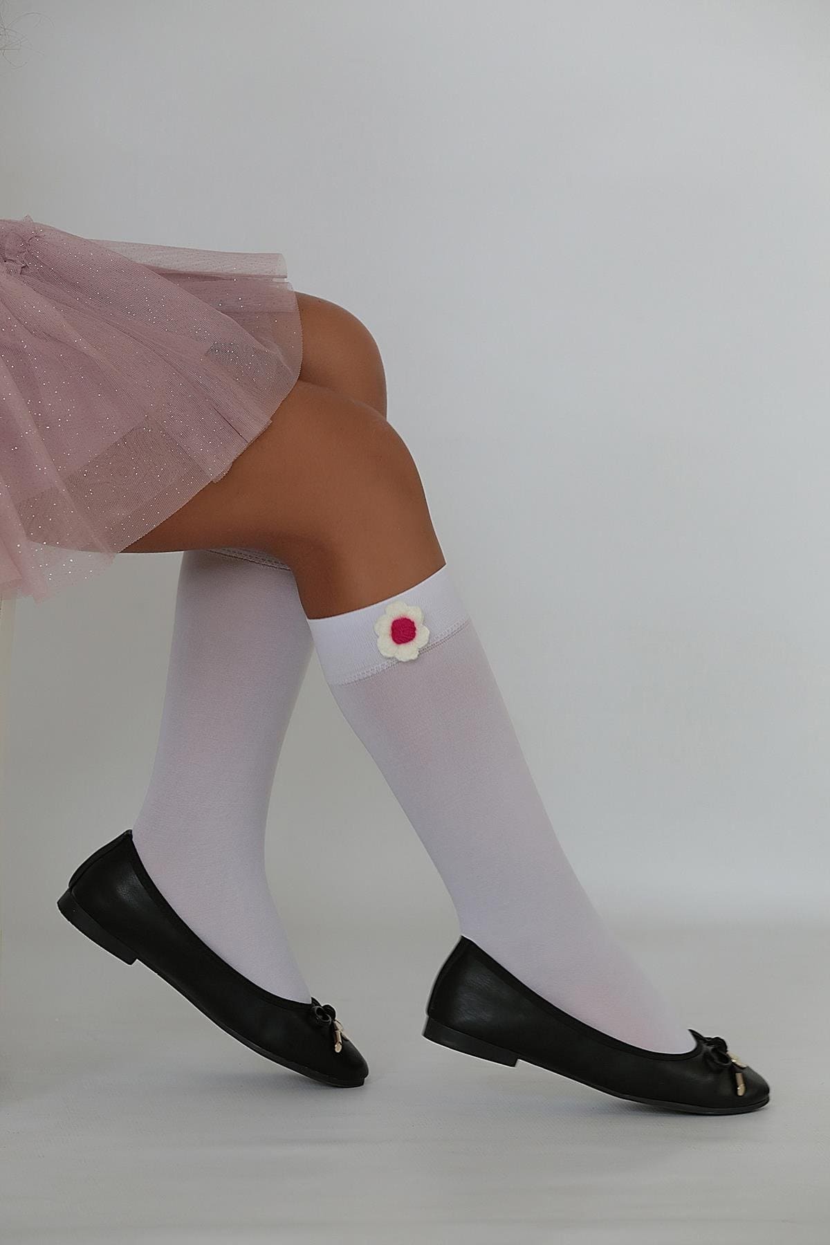 Yüksek Pamuk Oranı Kaydırmaz Taban Çocuk Çorap Daymod 2242022 - Beyaz