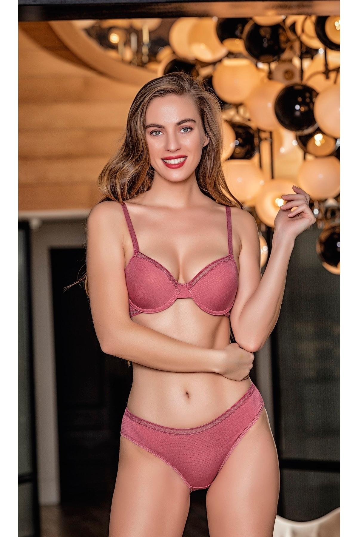 Pembe Tam Destekli Sütyen ve Slip Külot Takım Gallipoli MGP31221 - Pembe