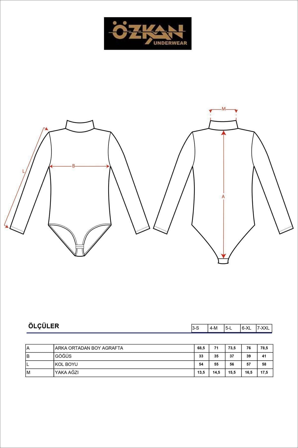 Pamuklu Likralı Uzun Kollu Body Özkan 0614 - Siyah