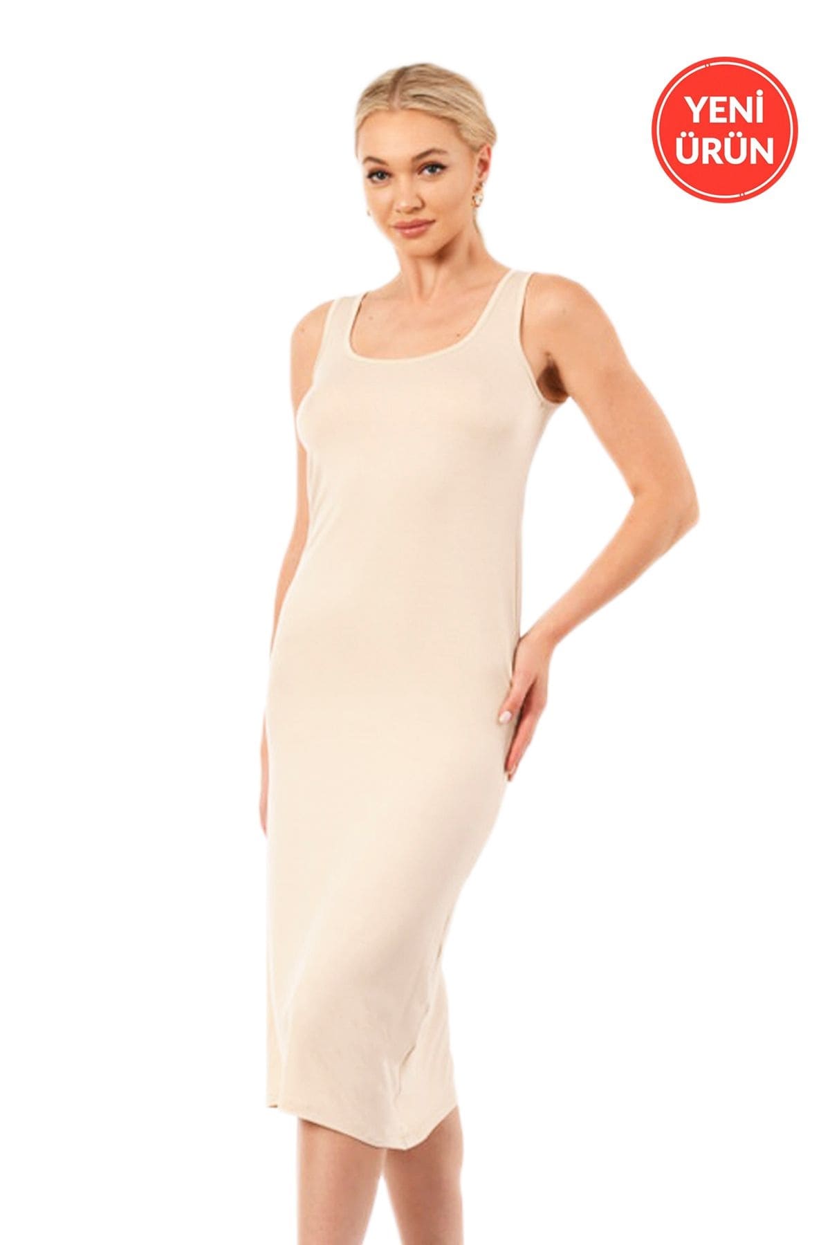 Esnek Kalın Askılı Korse Elbise Özkan 27372 - Ten