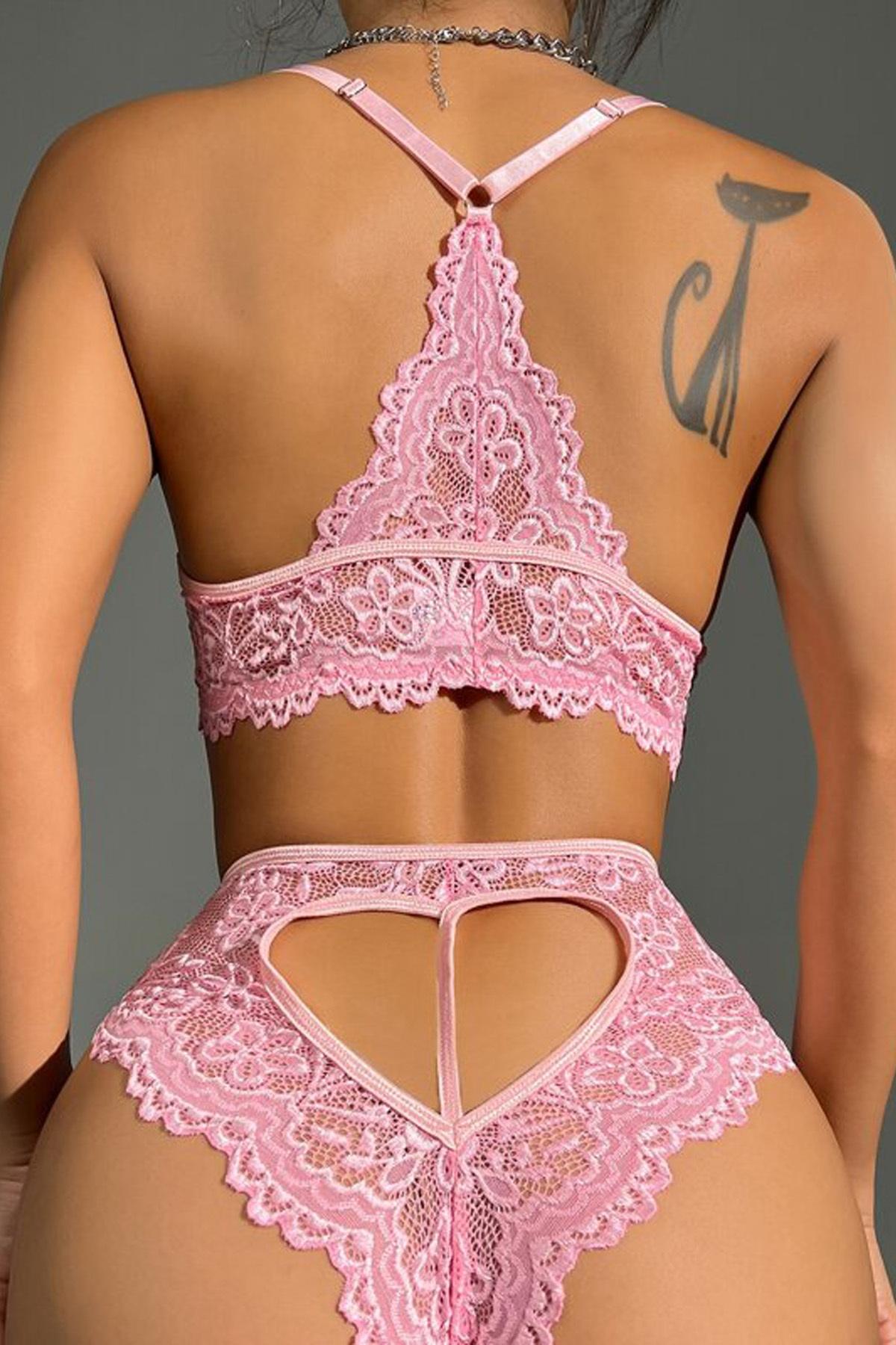 Pudra Dantel Detaylı Bralet Sütyen Takımı For Dreams 8455 - Pudra