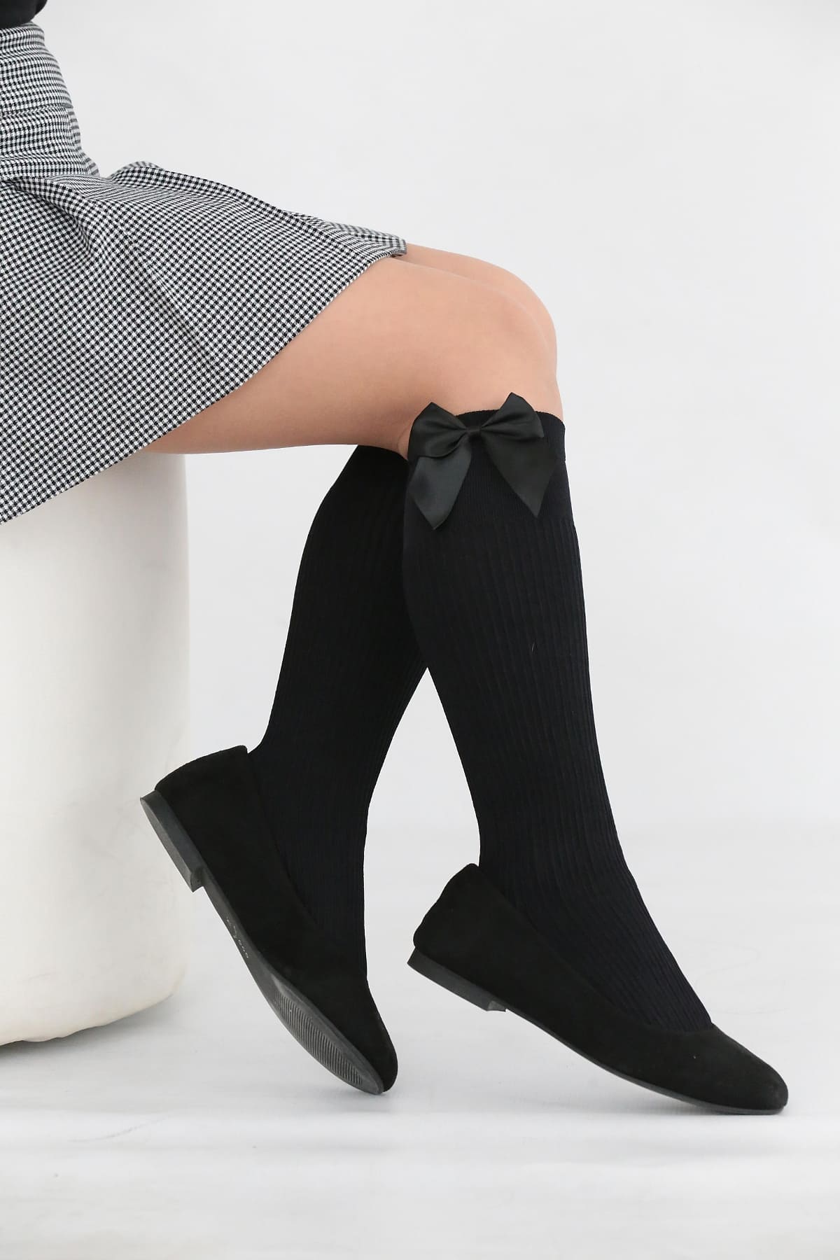 Pamuk Karışımlı Kaydırmaz Dizaltı Çorap Daymod 2242041 - Siyah