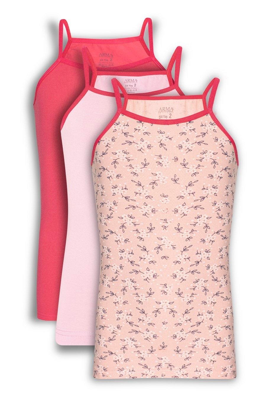 Pamuklu Likralı Geniş Askılı Kız Çocuk Atlet Arma Yıldız 7565 - Pembe