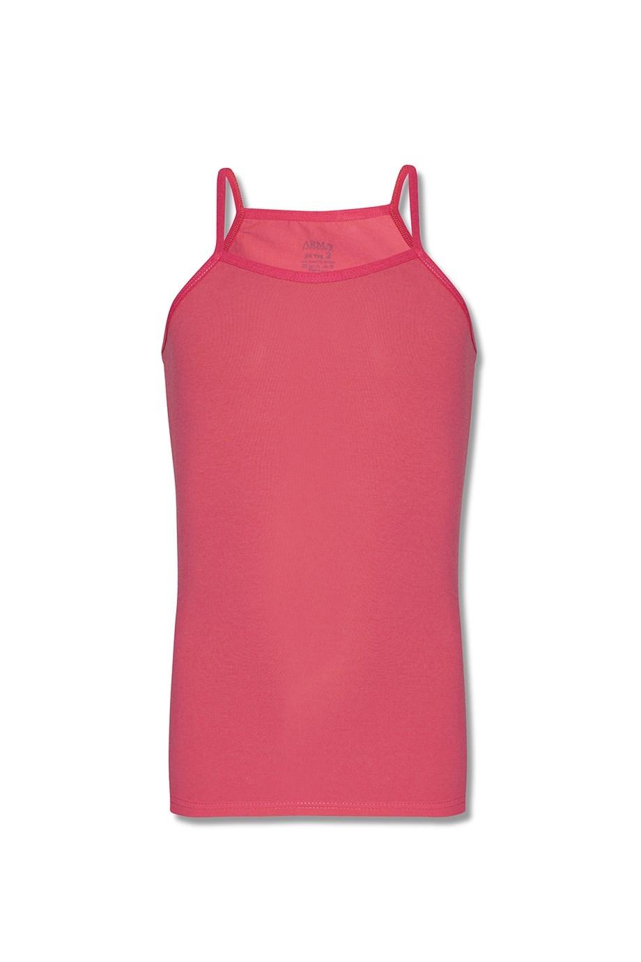 Pamuklu Likralı Geniş Askılı Kız Çocuk Atlet Arma Yıldız 7565 - Pembe