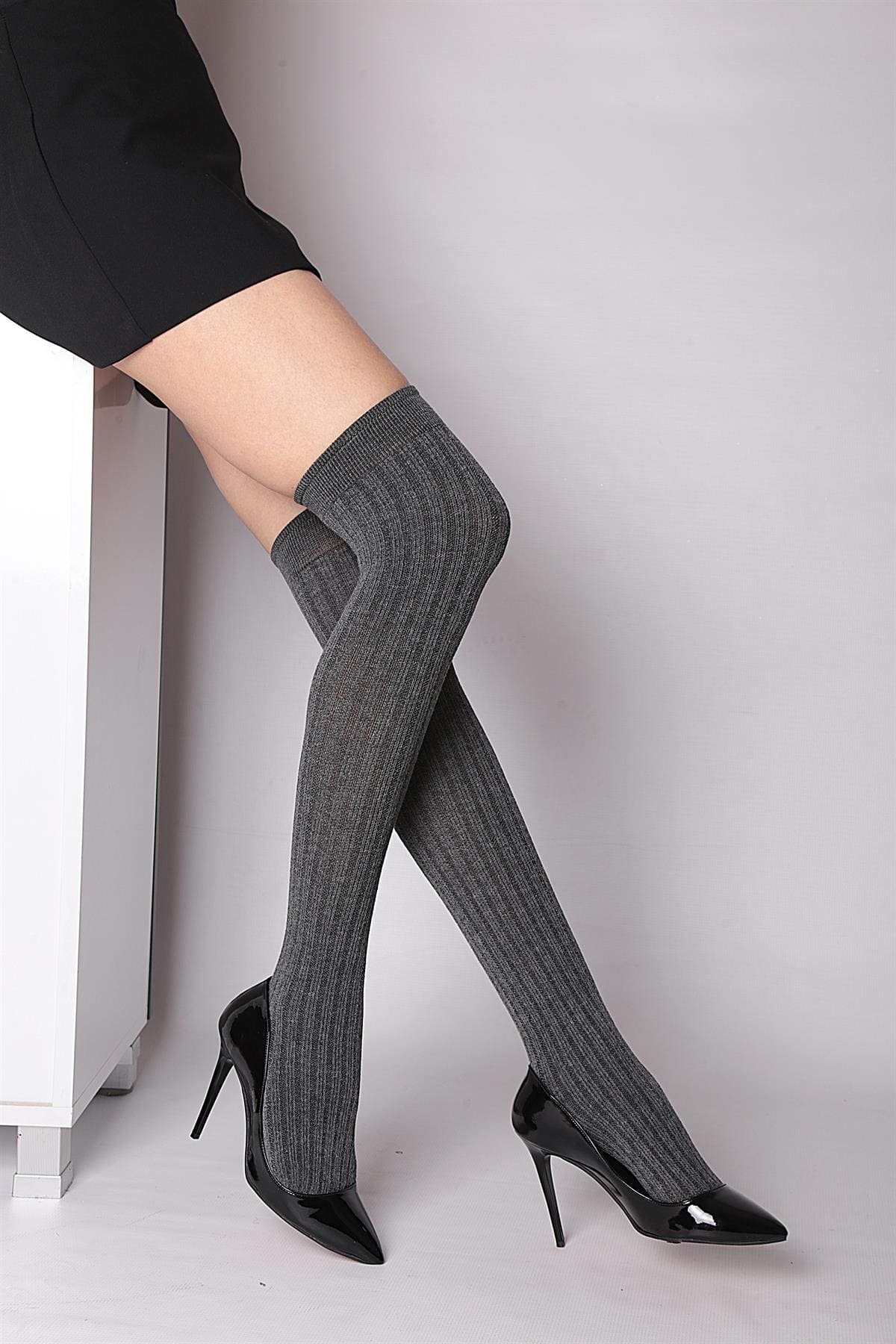 Rib Viskon Dizüstü Çorap Daymod 1321011 - Gri