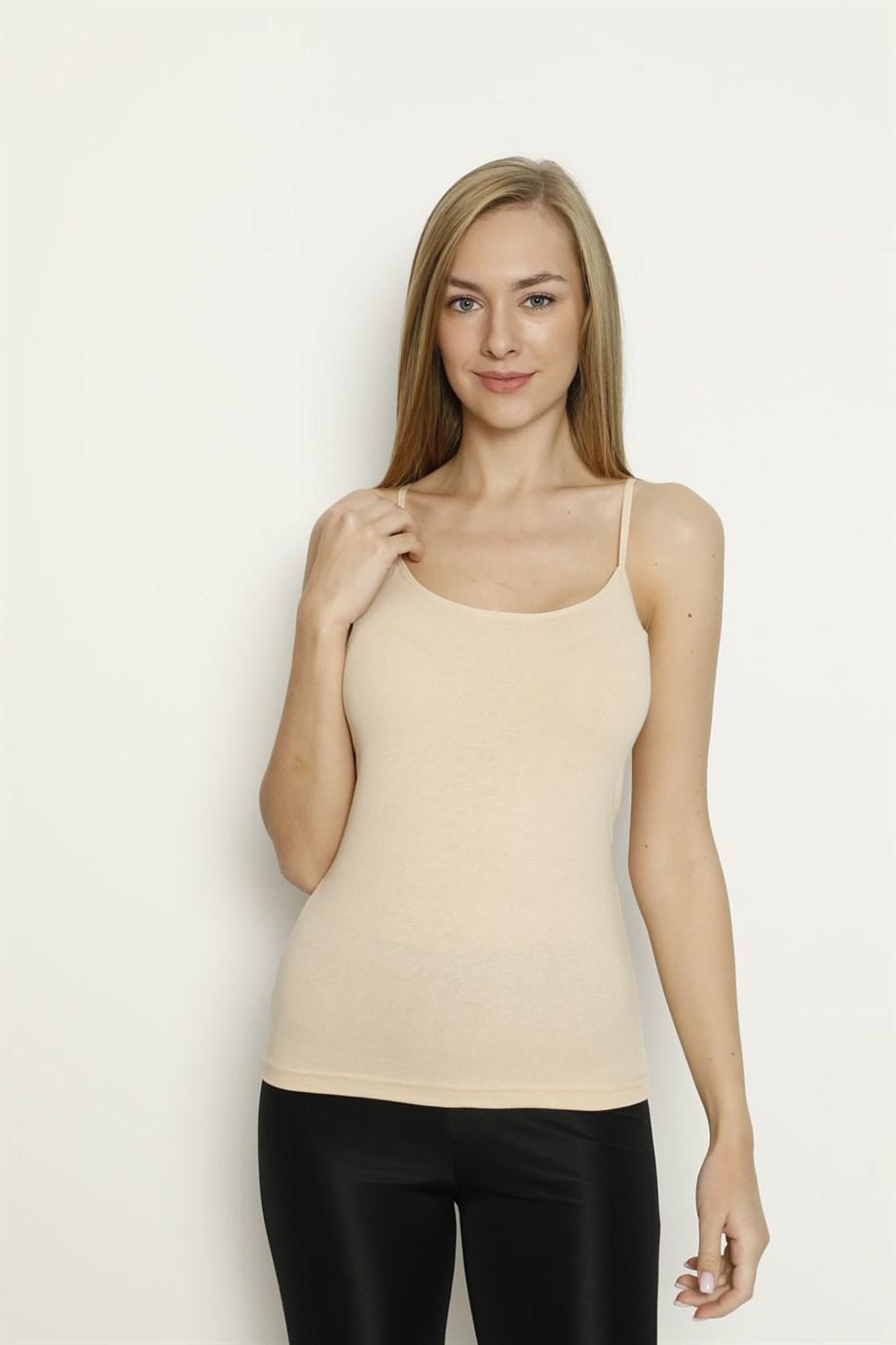 Pamuklu Ribana İp Askı Atlet Arma Yıldız 3304 - Ten