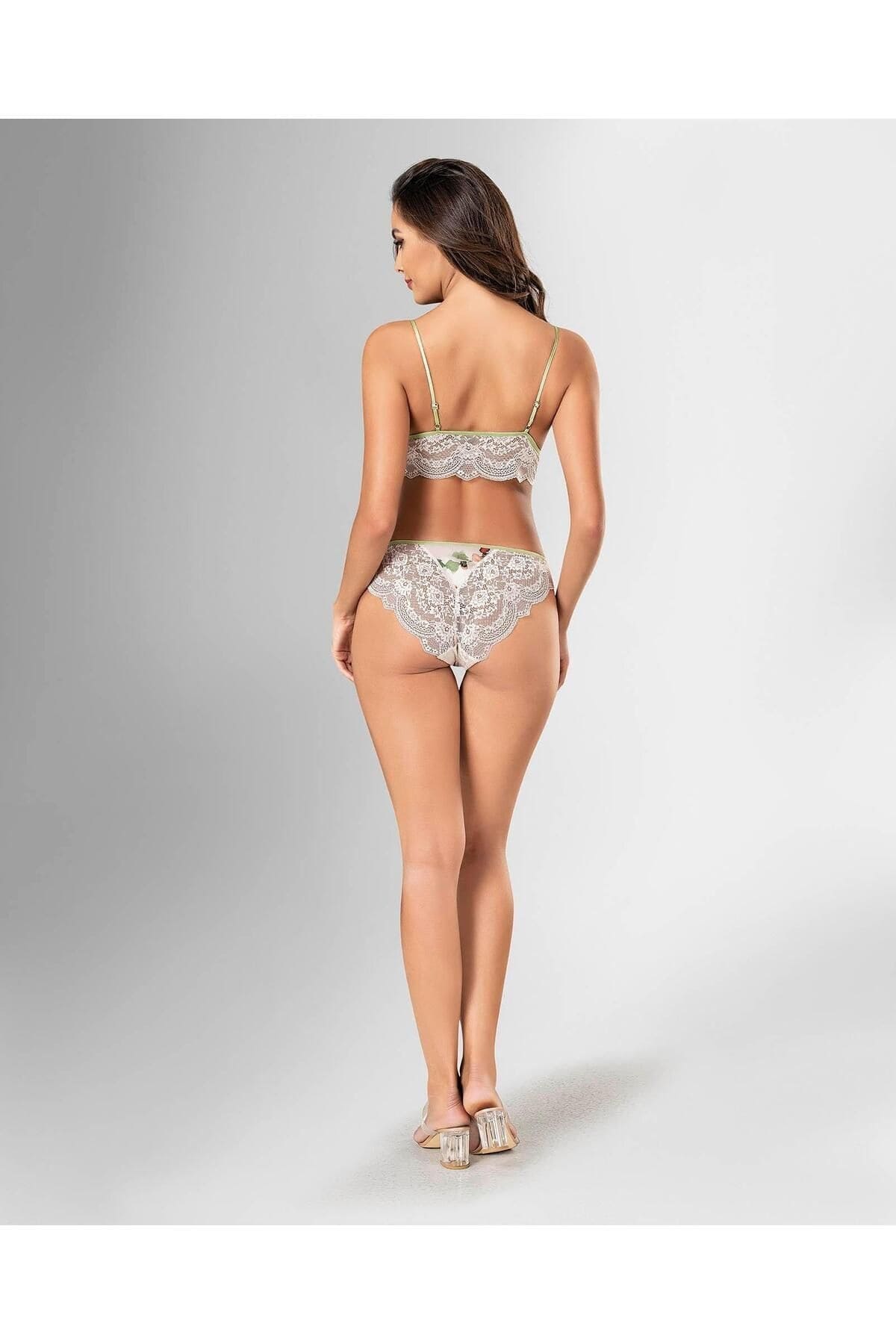 Dantelli Sabahlıklı 3'lü Takım Sütyen Ahu 1818 - Beyaz