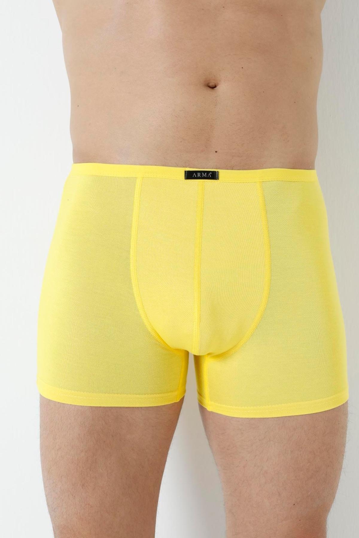 Bambu Kumaş İnce Bel Lastikli Boxer Arma Yıldız 1190 - Sarı