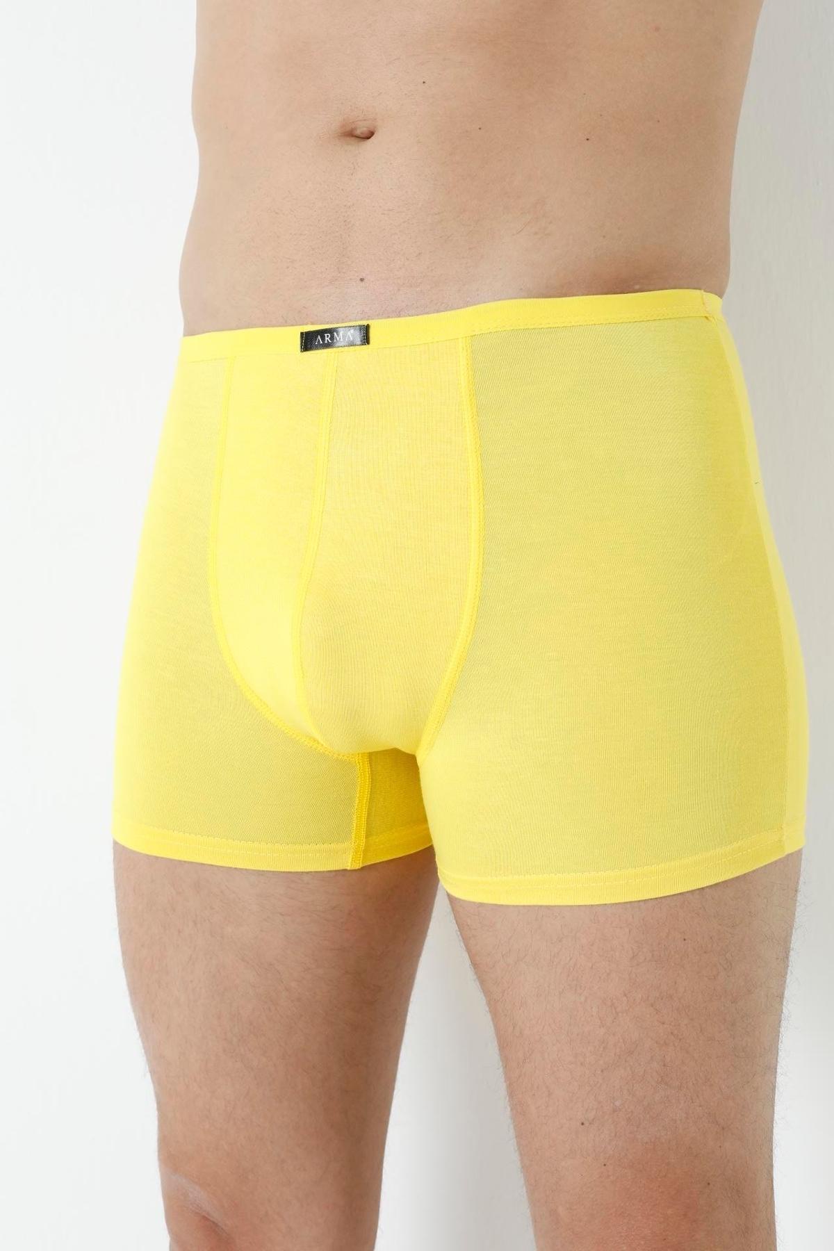 Bambu Kumaş İnce Bel Lastikli Boxer Arma Yıldız 1190 - Sarı
