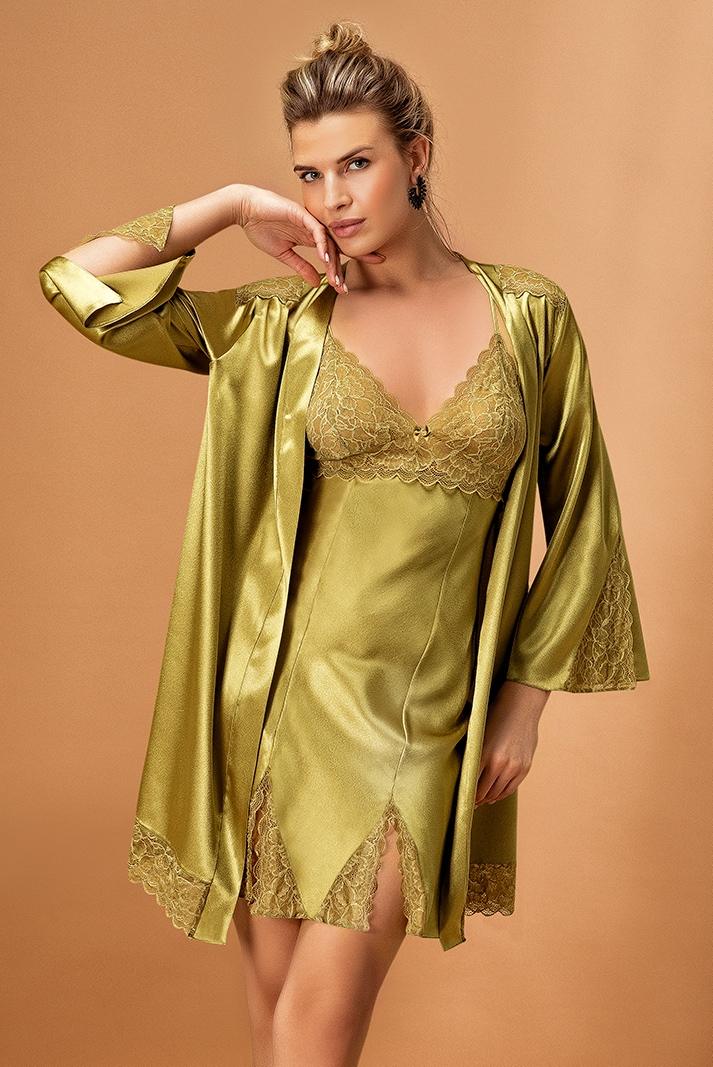 Polyester Saten Kimono Takım Yeşil Nurteks 5325 - Yeşil