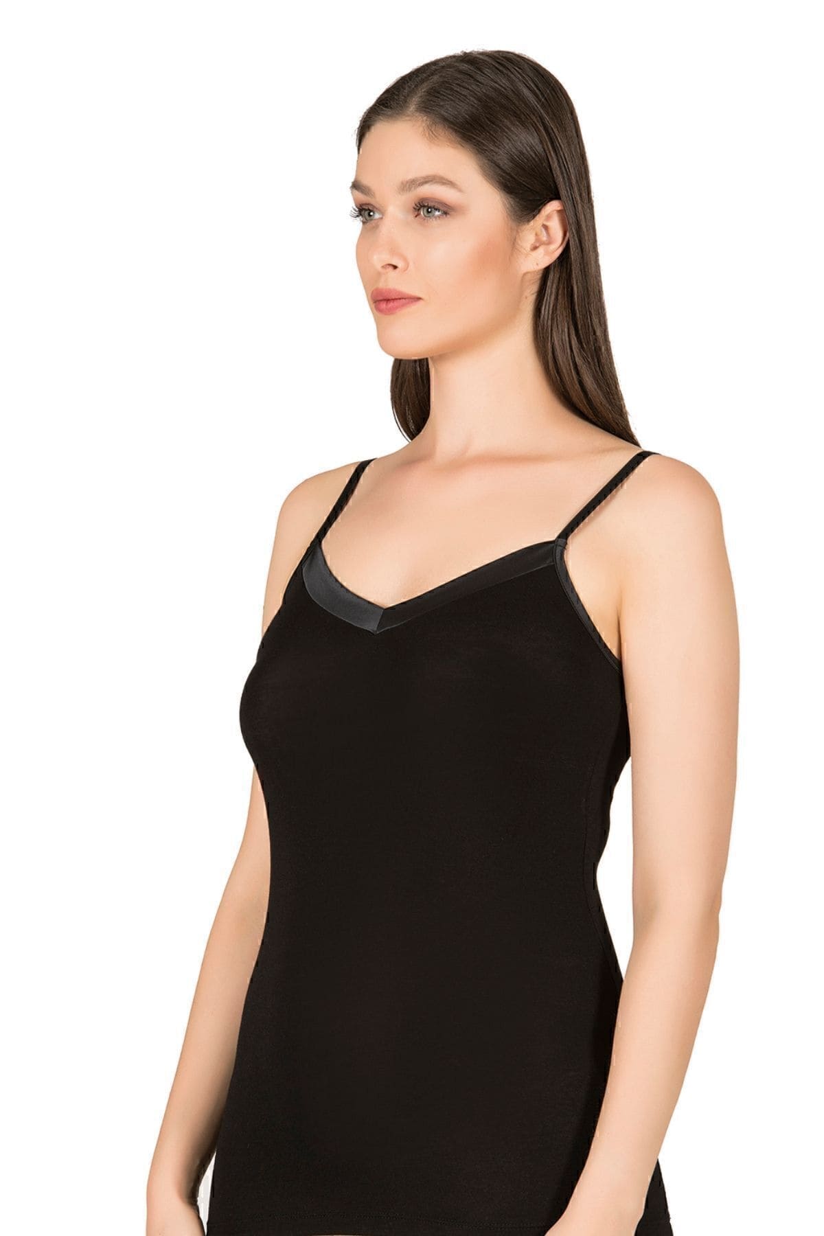 Esnek İnce Askılı Viskon Kadın Atlet Özkan 25217 - Siyah