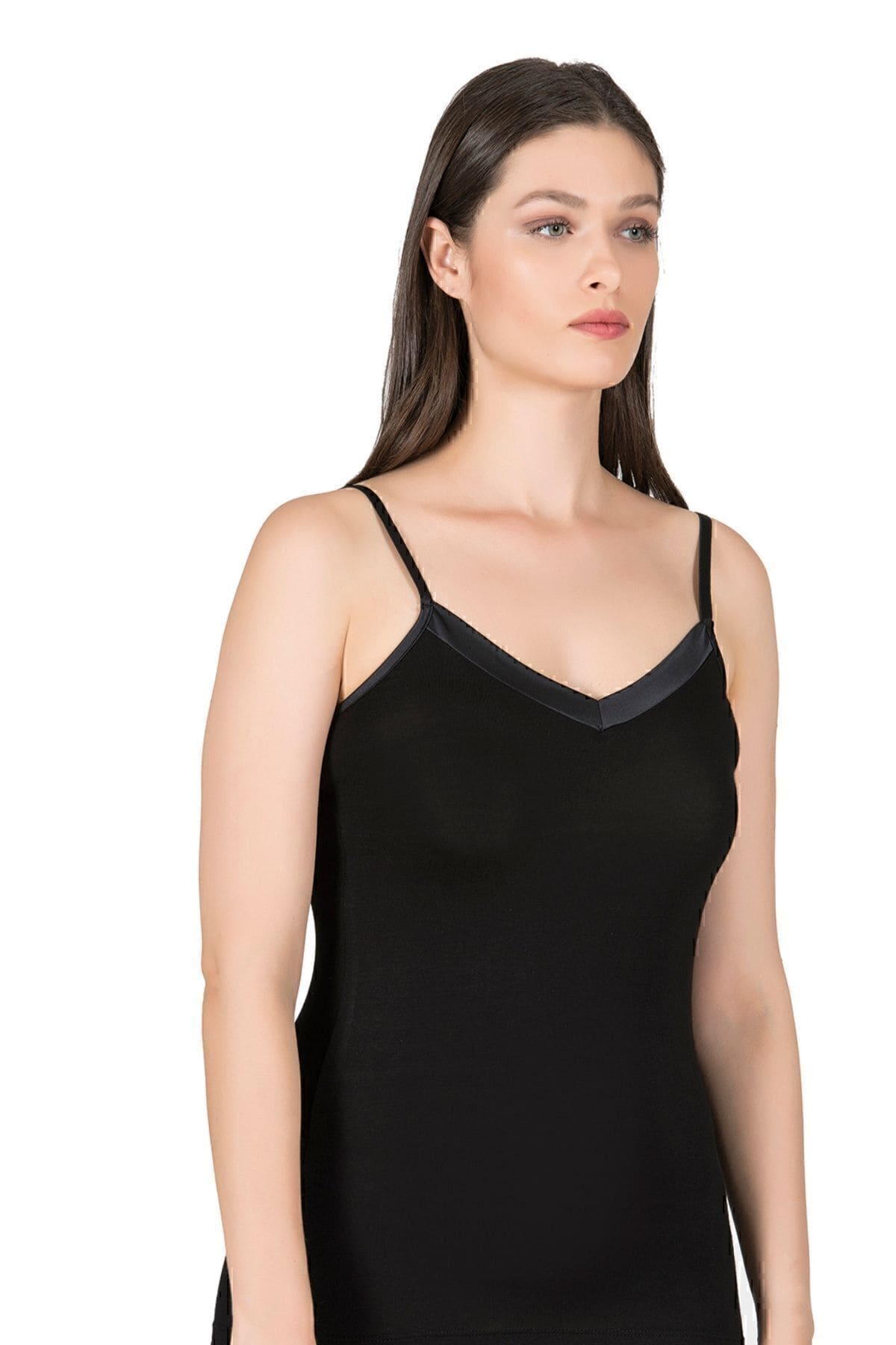 Esnek İnce Askılı Viskon Kadın Atlet Özkan 25217 - Siyah