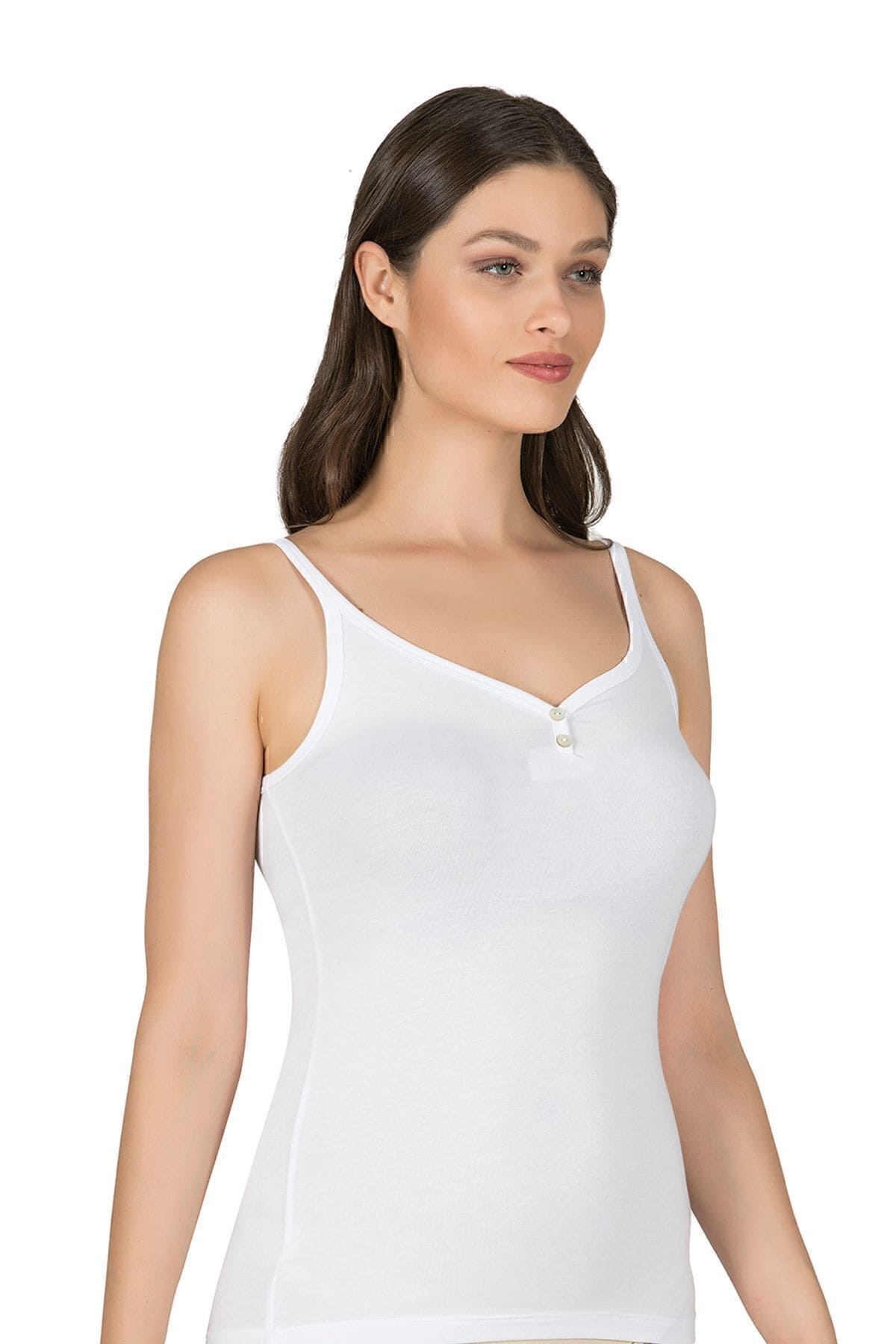 İnce Askılı Pamuklu Modal Kadın Atlet Özkan 22164 - Beyaz