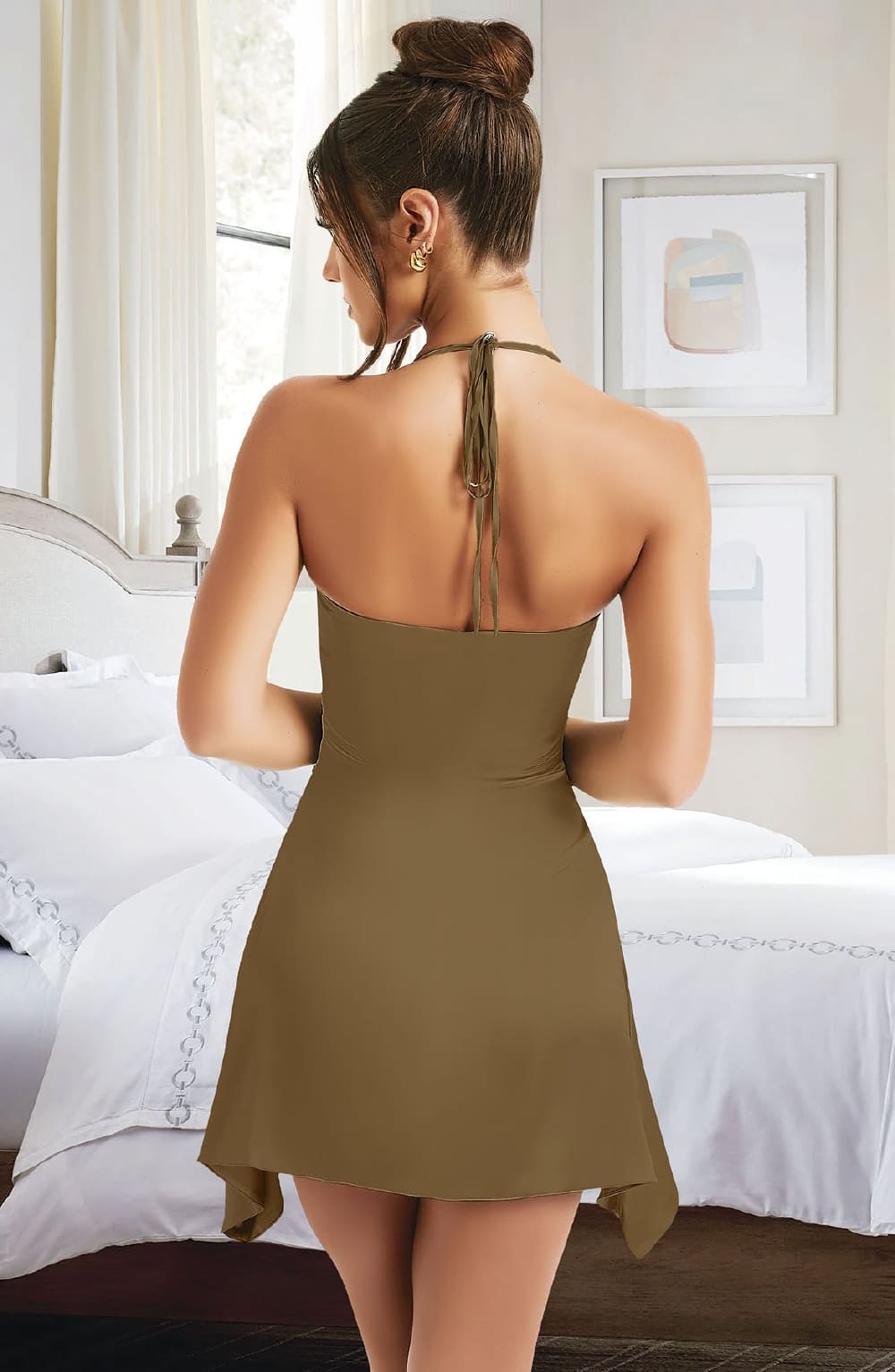 Kahverengi Fuşya Fantezi Kostüm Elbise Pink Night 4410 - Kahverengi