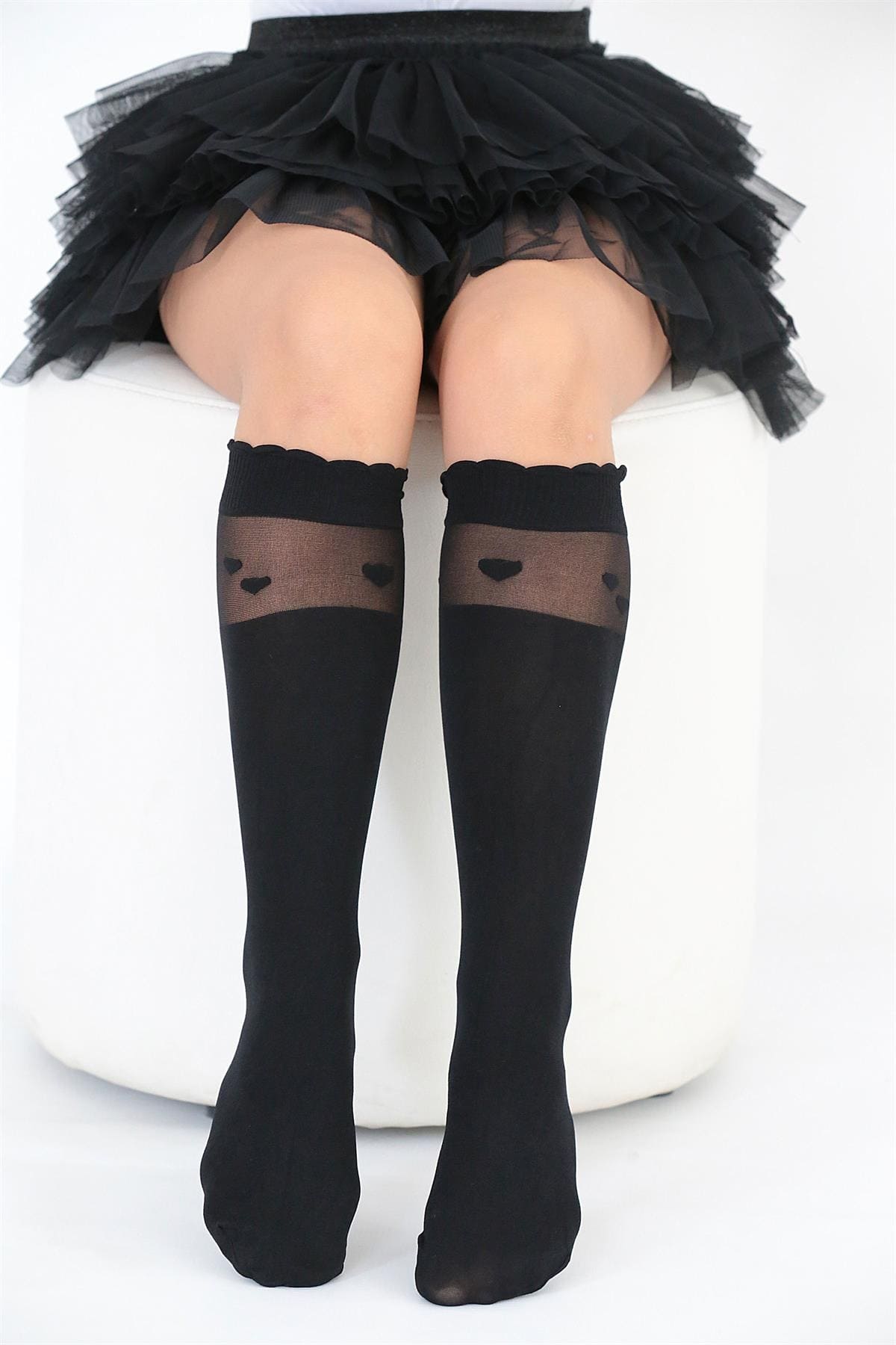 Kaydırmaz Tabanlı Pamuklu Çocuk Dizaltı Çorap Daymod 2221001 - Siyah